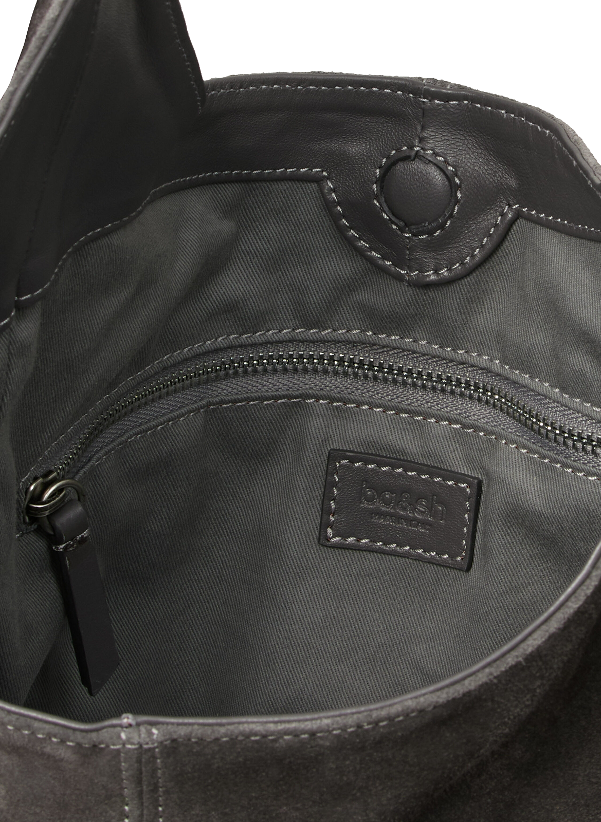 Schoudertas met meerdere zakken van leer BA&SH Grijs