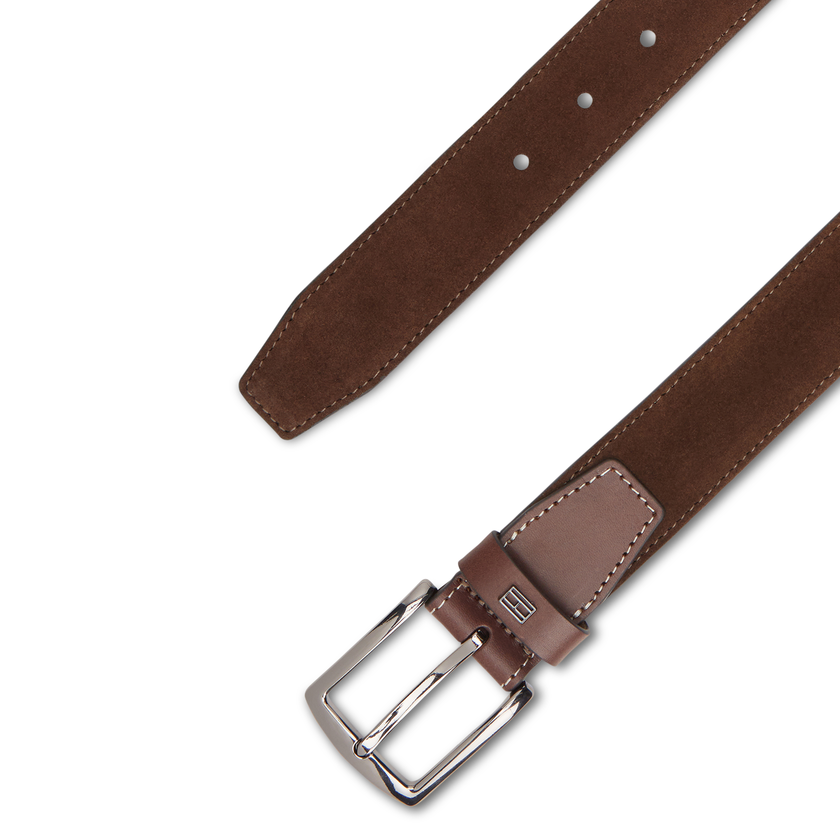 Plain suede leather belt TOMMY HILFIGER Brown