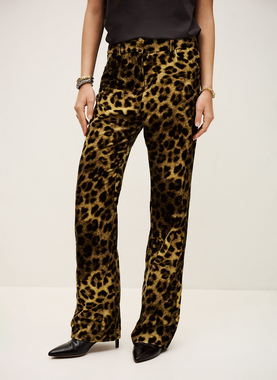 Rechte broek met luipaardprint BA&SH Beige