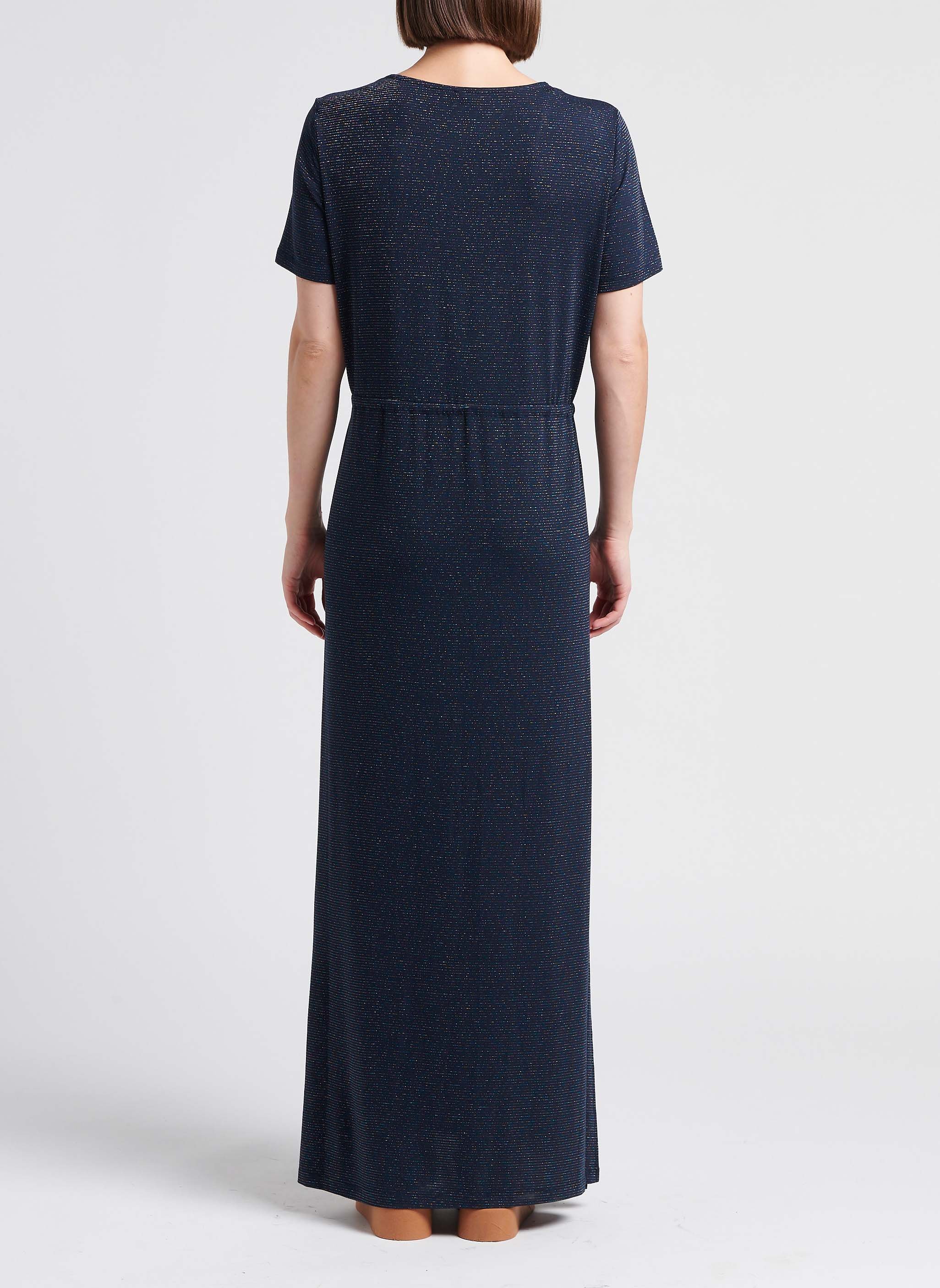 Robe longue stretch col rond  PIECES Bleu