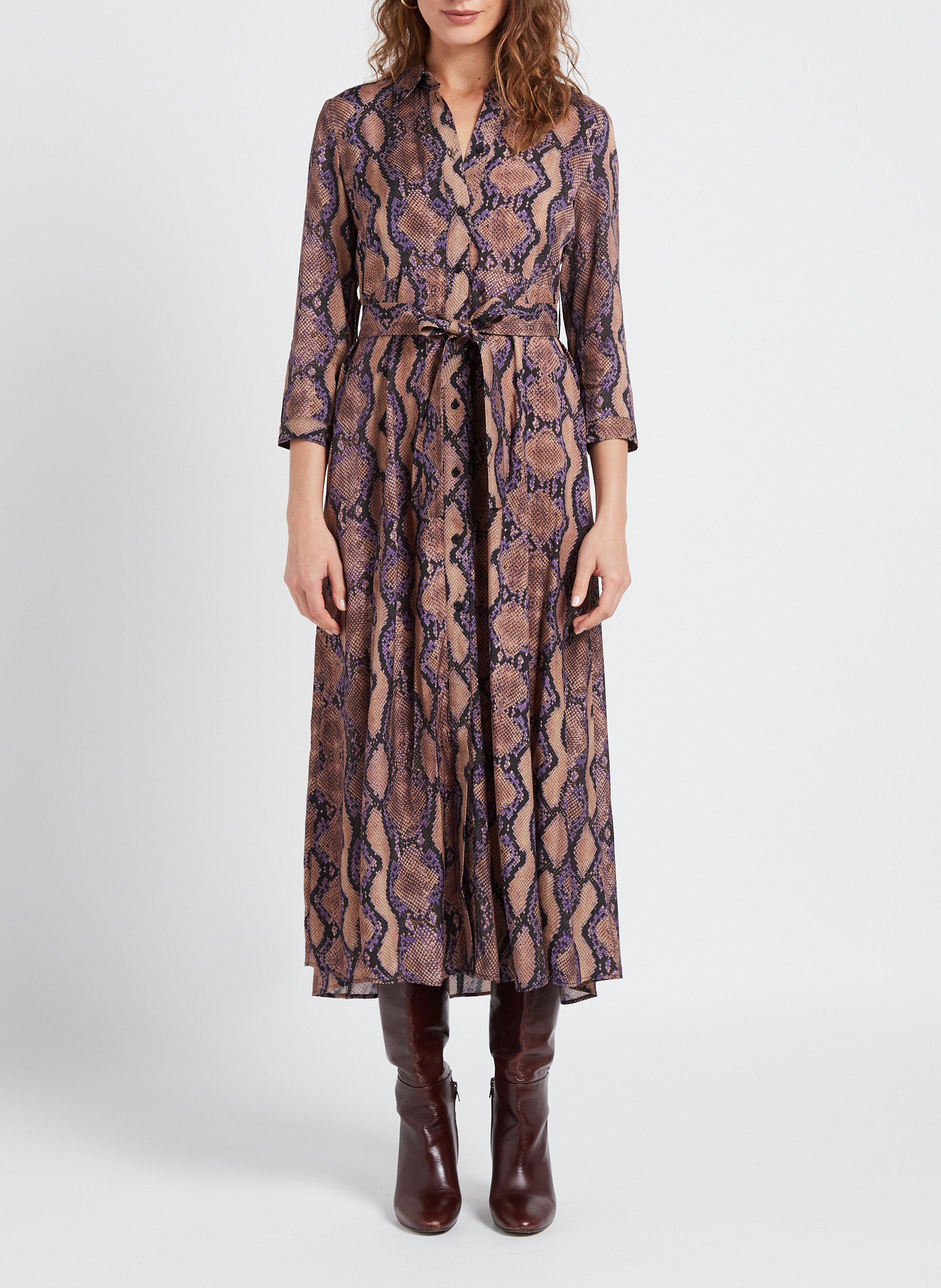 Gerade geschnittenes Hemdblusenkleid mit Print PINKO Mehrfarbig