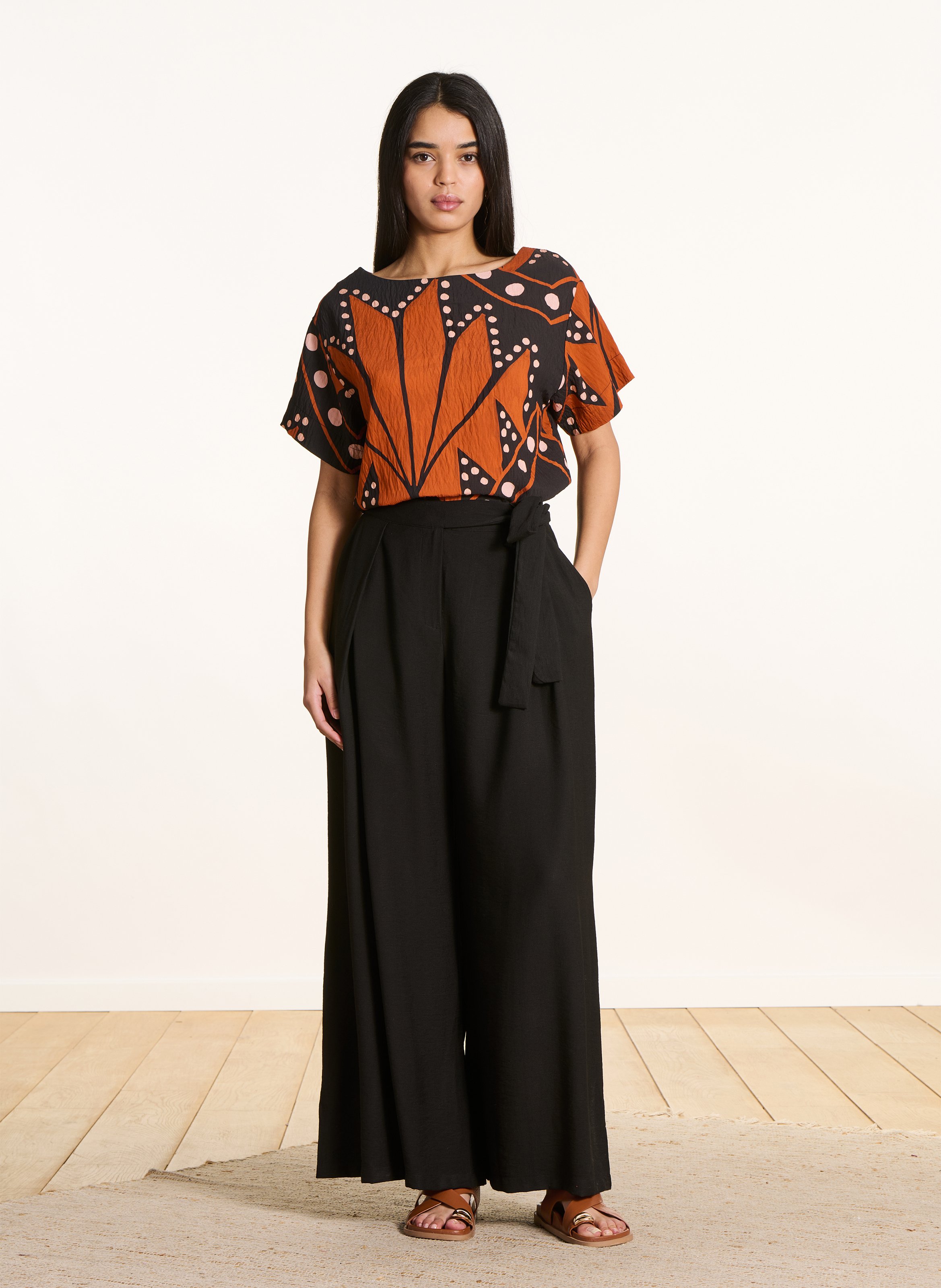 Top droit col bateauimprimé LA FEE MARABOUTEE Multicolore