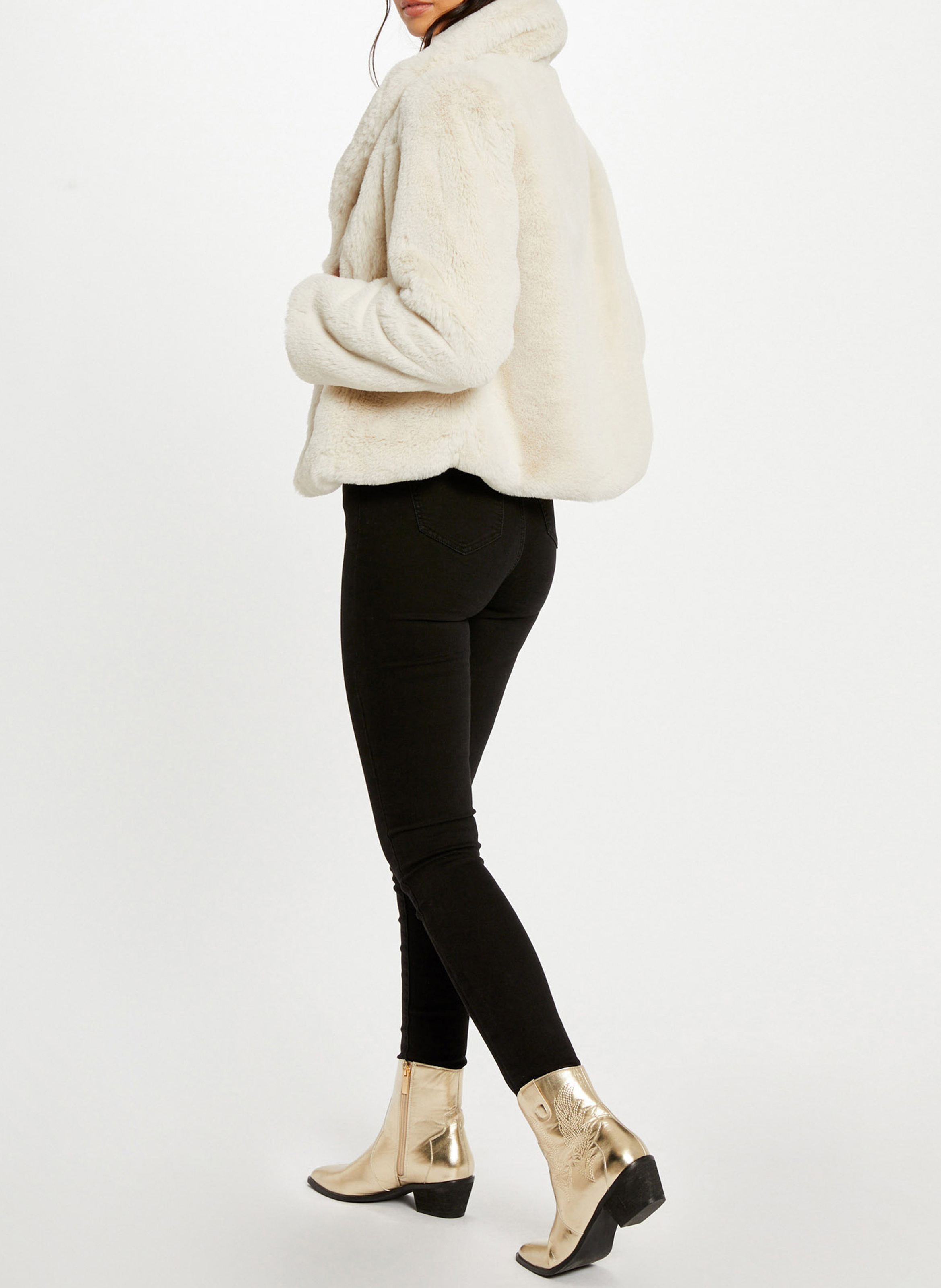 Manteau court en fourrure synthétique  MORGAN Beige