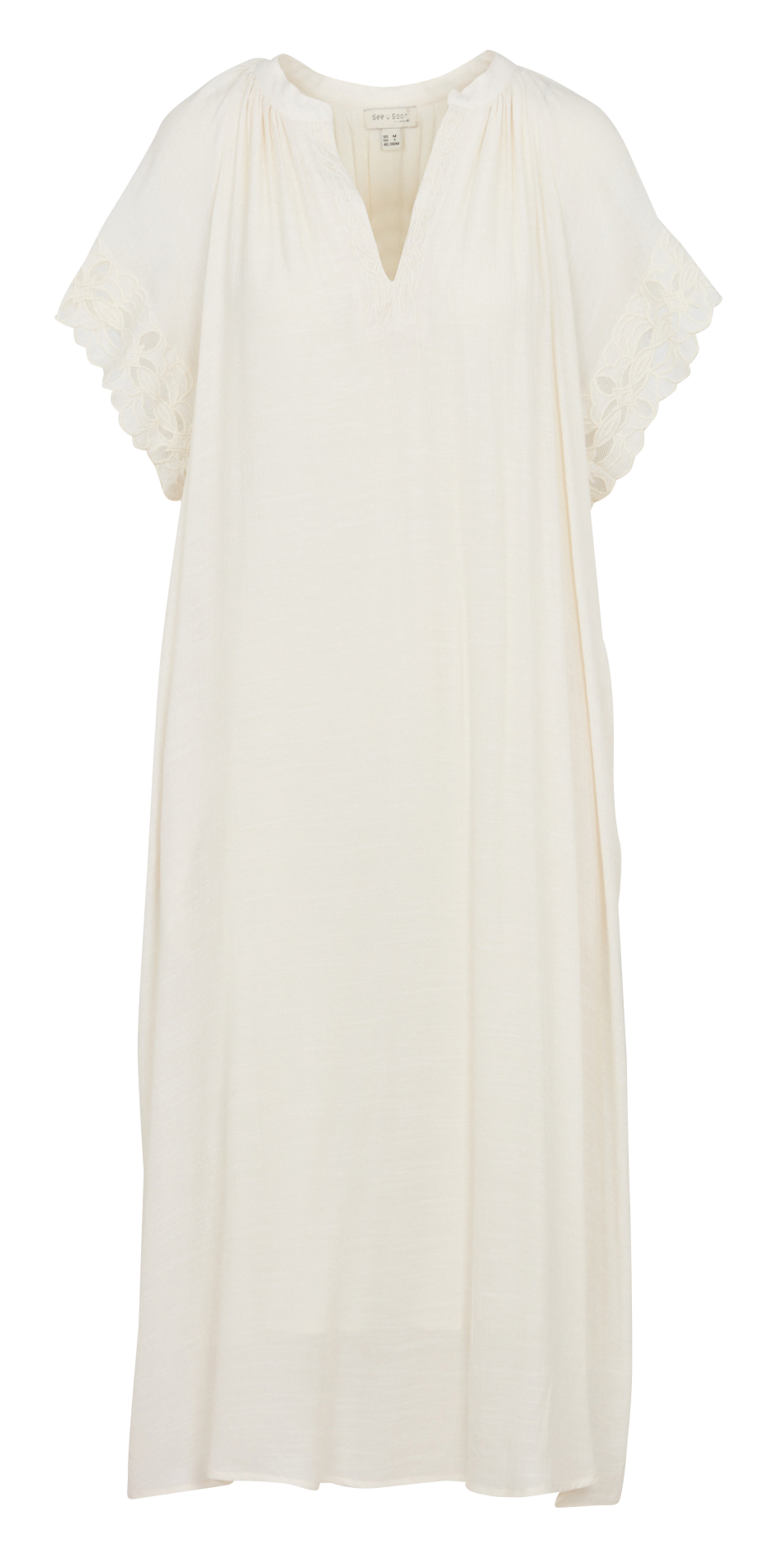 Long dress with Tunisian collar embroidery SEE U SOON White