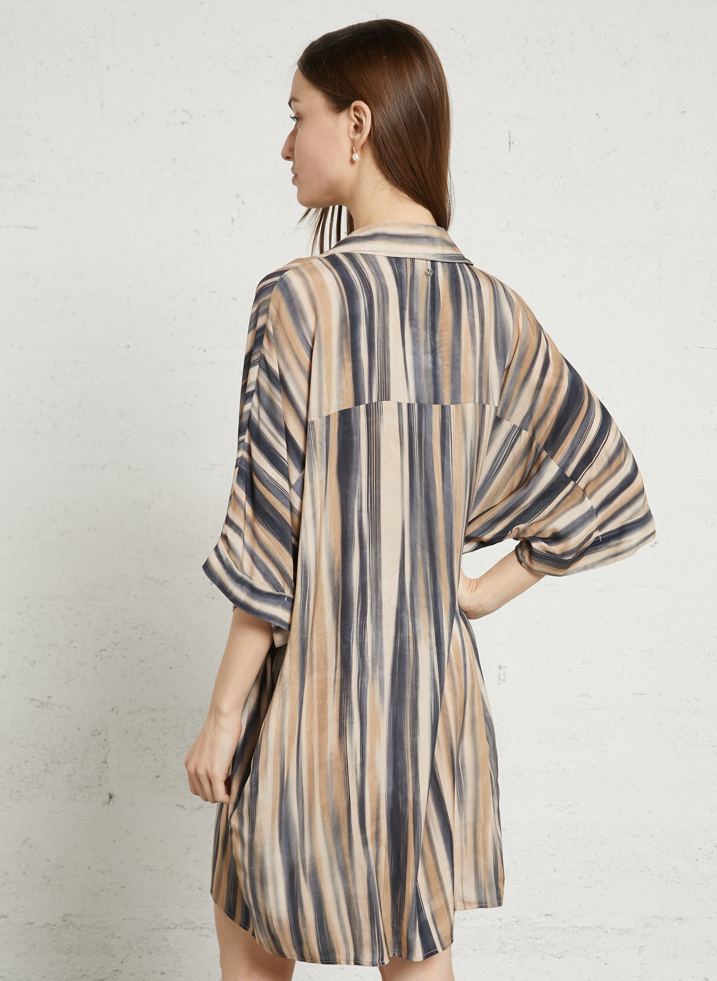 Robe courte col classique imprimée PLEASE Beige