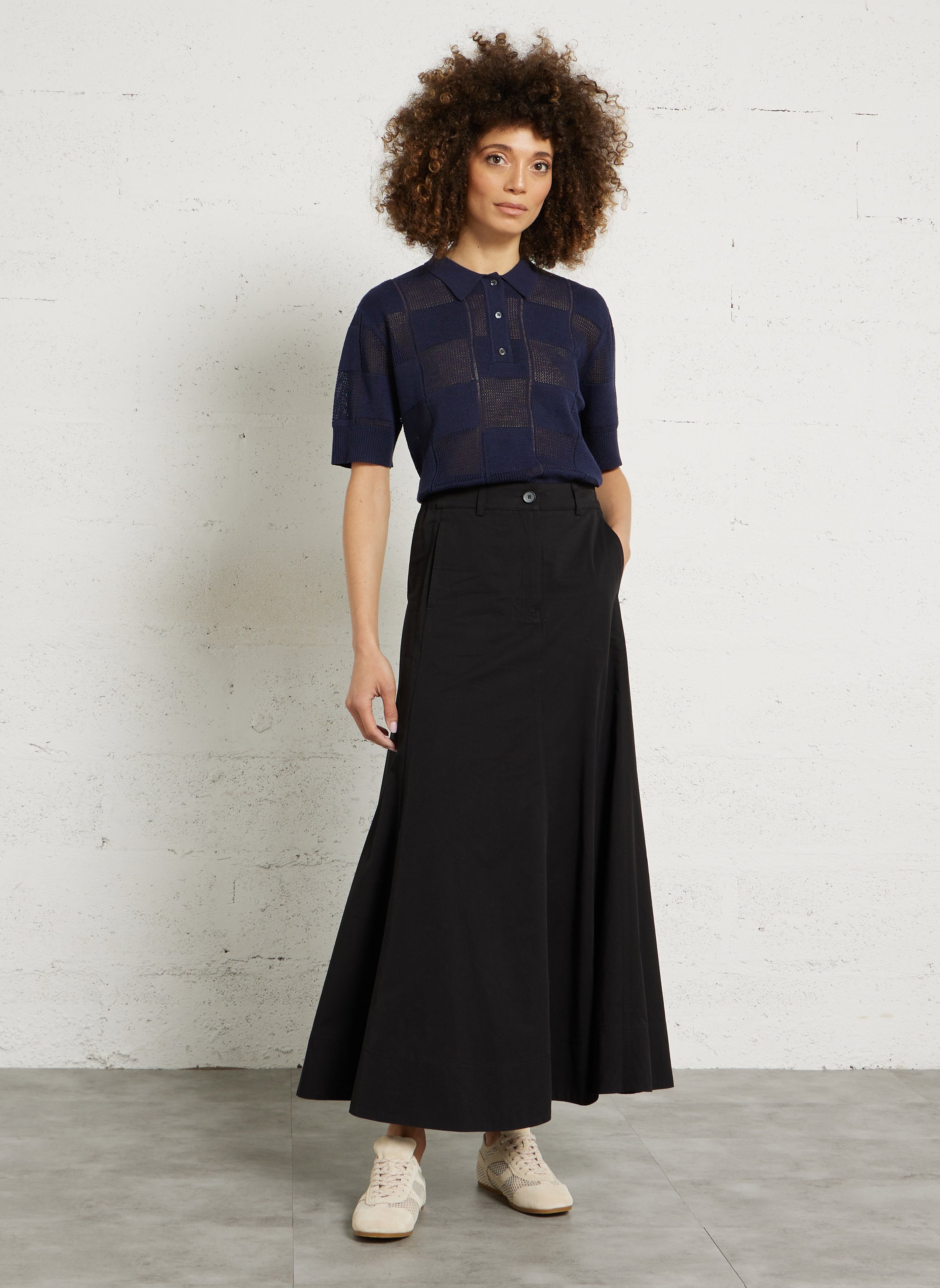 Langer Rock aus Baumwoll-Mix RUE DE TOKYO Schwarz