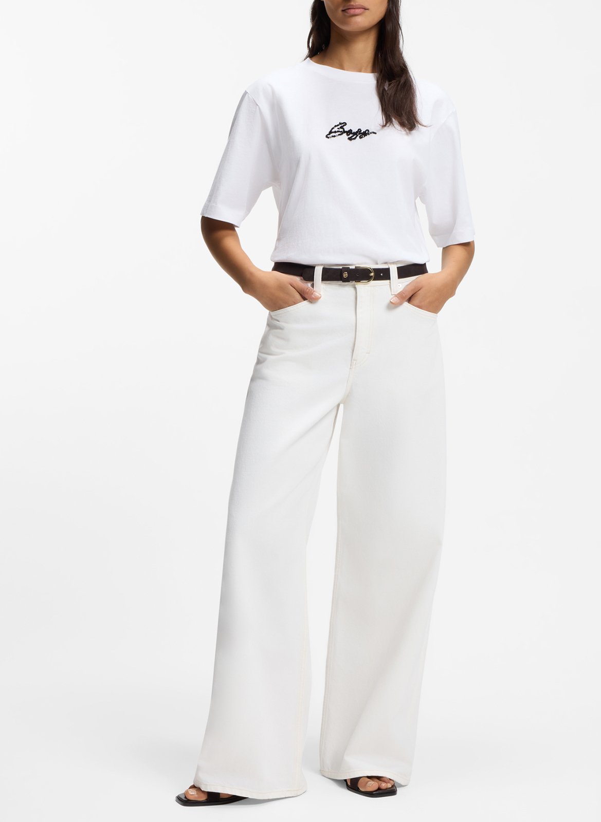 Camiliday round-neck sleeveless cotton top BOSS White