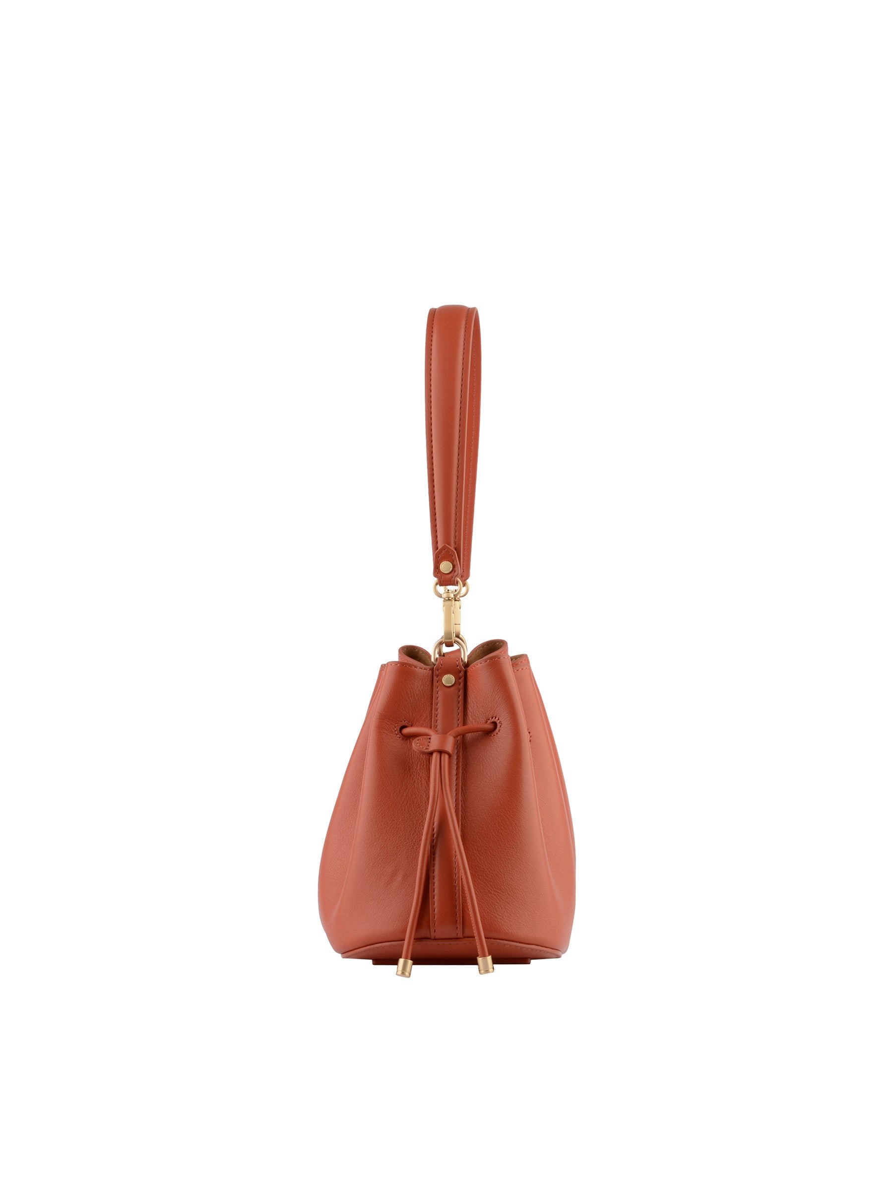 Calfskin leather shoulder bag POURCHET Orange