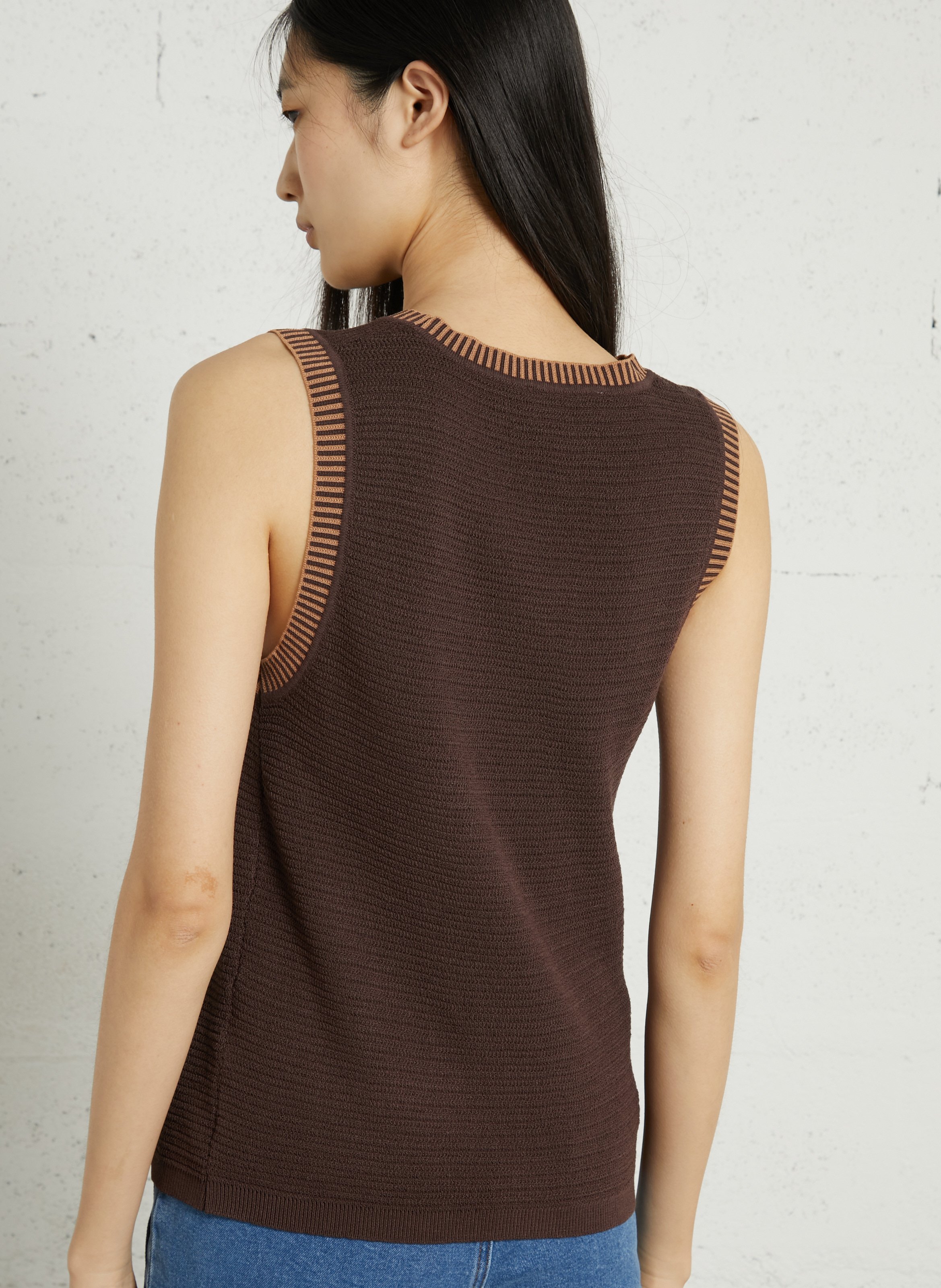 Pull en maille sans manches LA PETITE ETOILE Marron