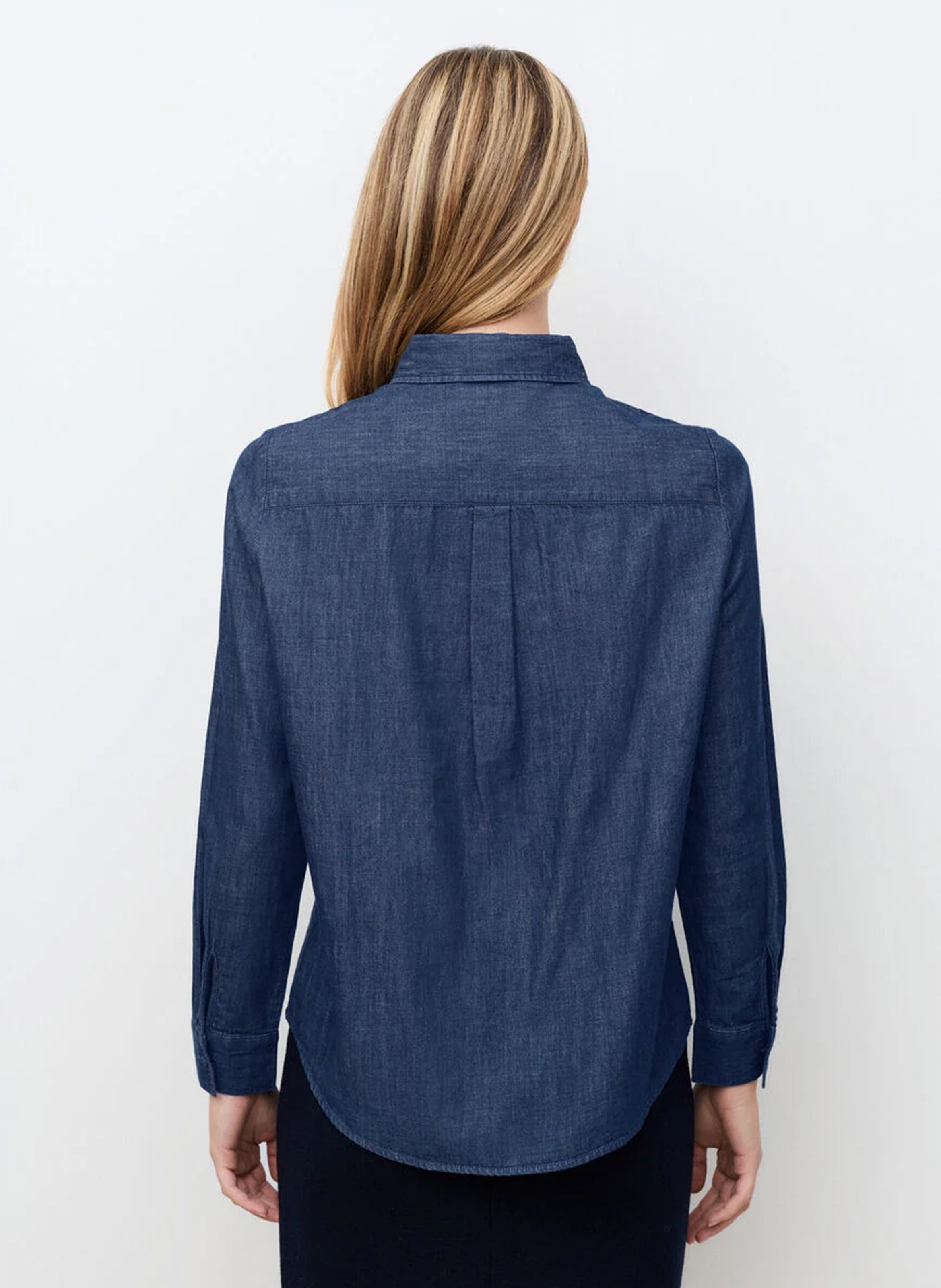 Chemise droite col classique en coton CAROLL Bleu