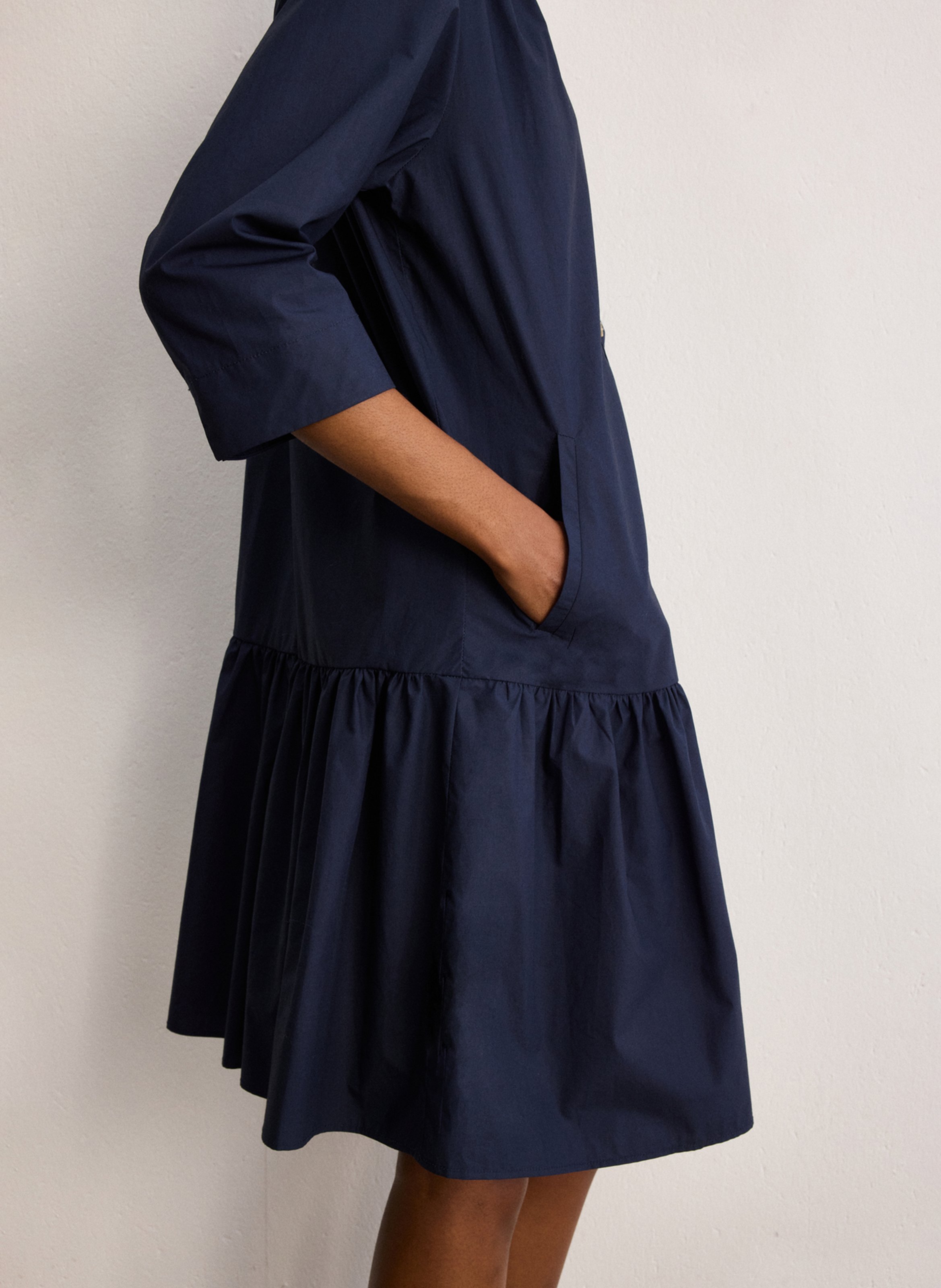 Robe courte col classique en coton  PABLO Bleu