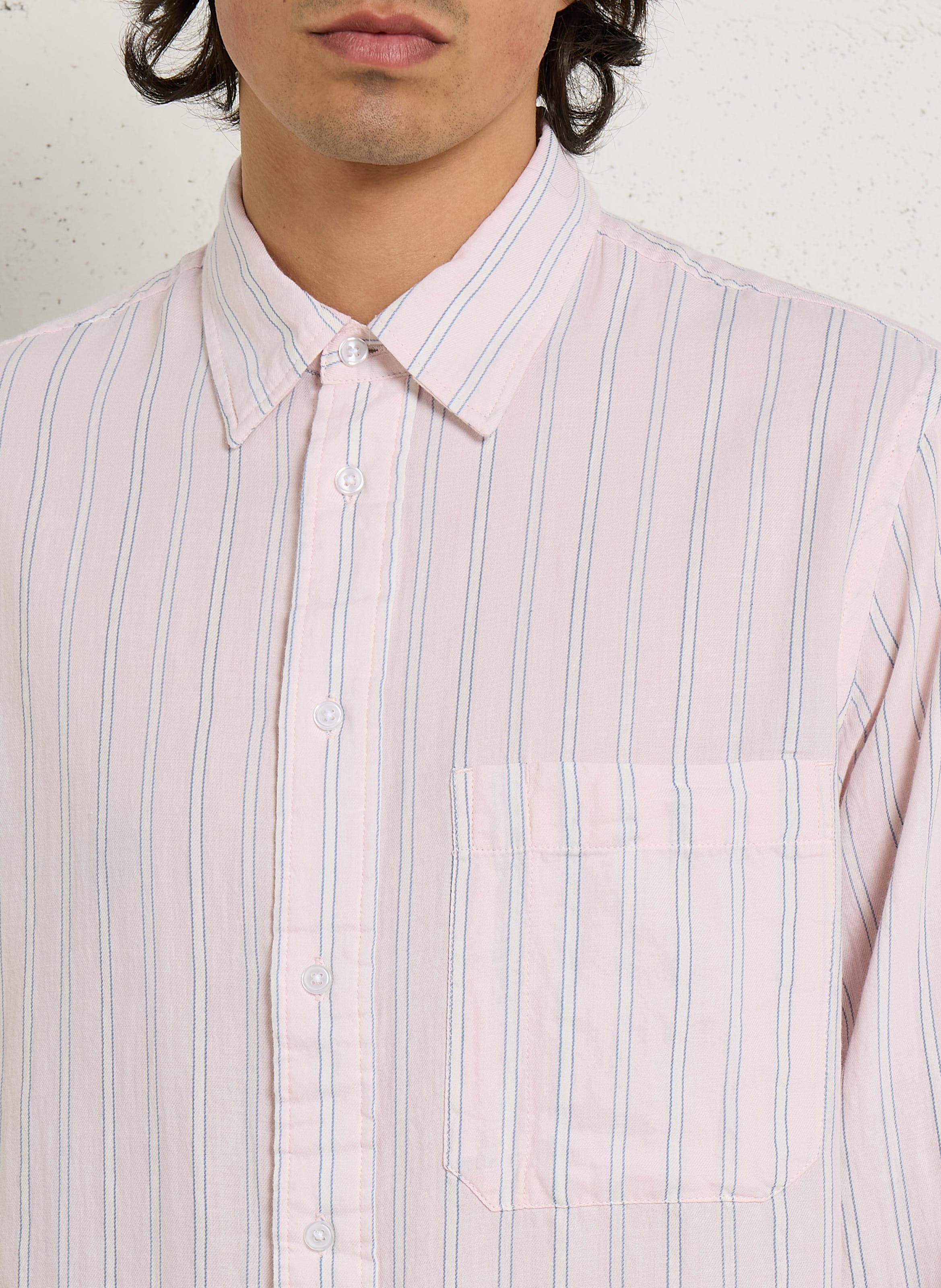 Chemise droite col classique en coton rayé MINIMUM Rose