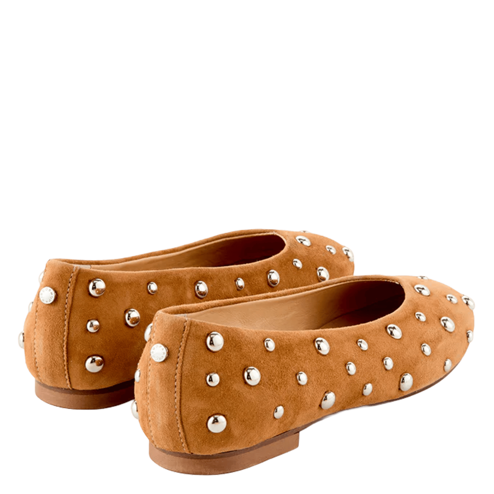 Ballet flats with studs in suede leather COSMOPARIS Brown