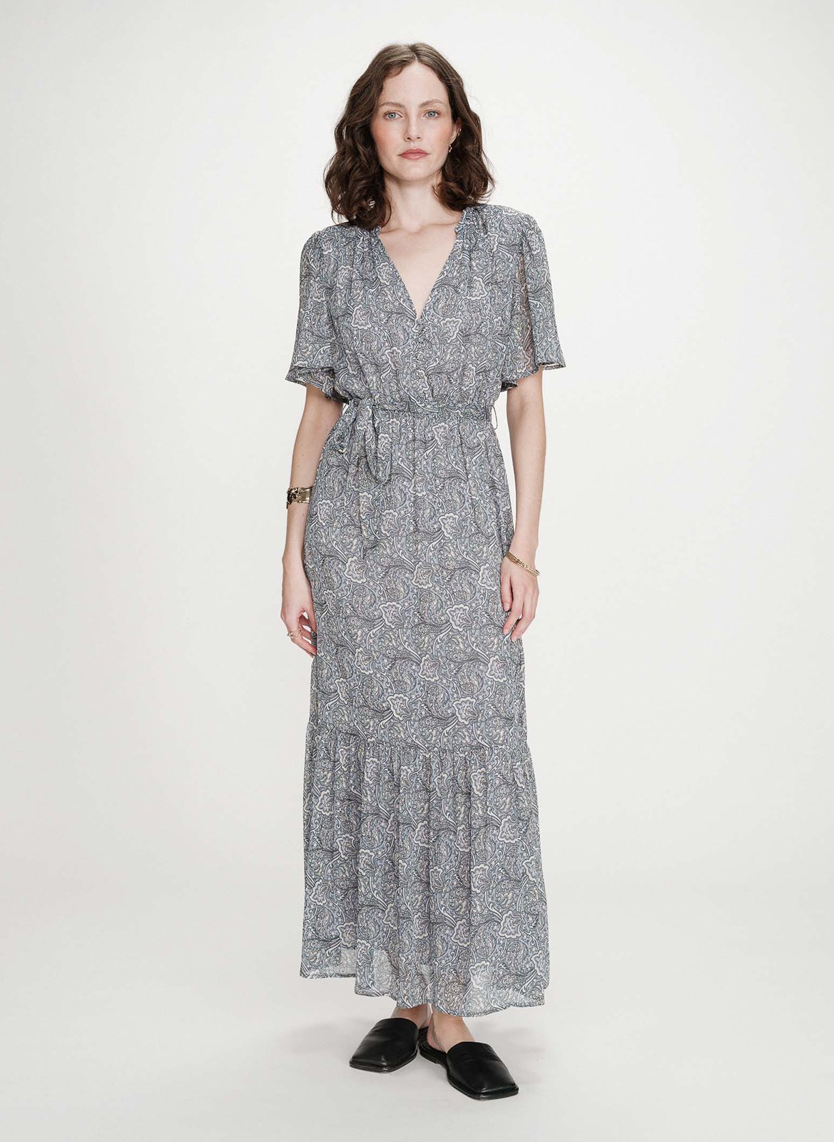 V-neck long printed dress GRACE ET MILA Blue