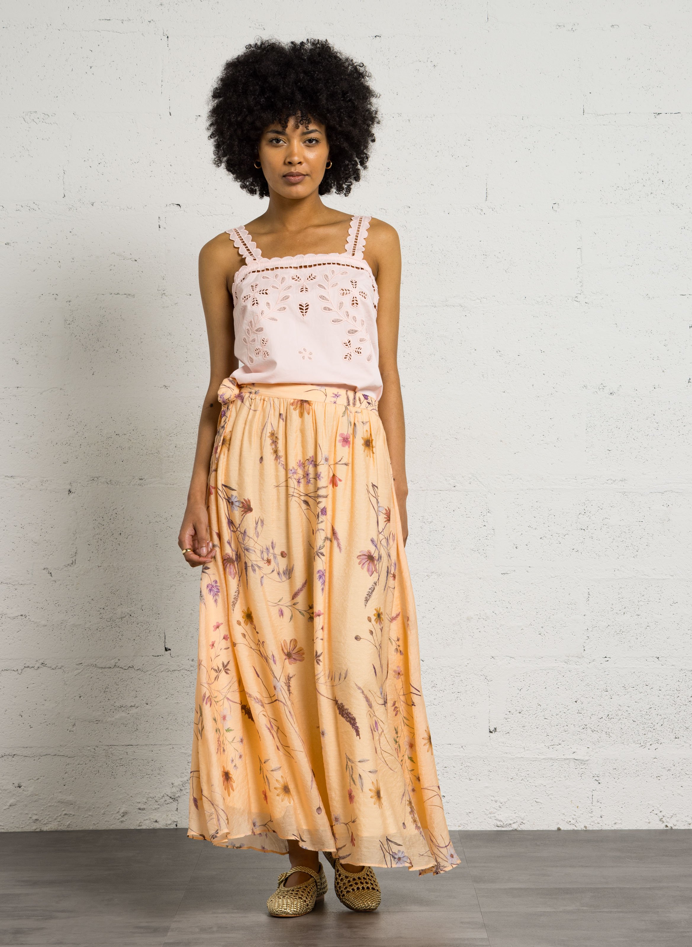 Jupe midi évasée à motifs BERENICE Multicolore