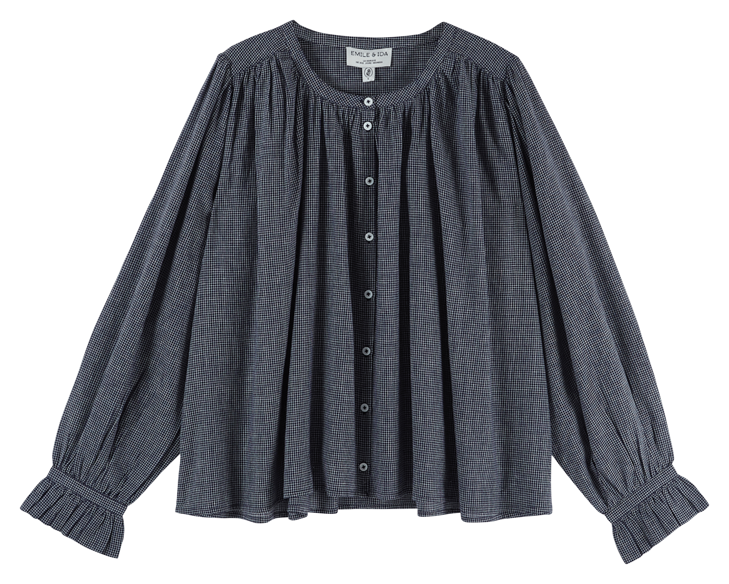 Blouse col rond en coton EMILE ET IDA Bleu