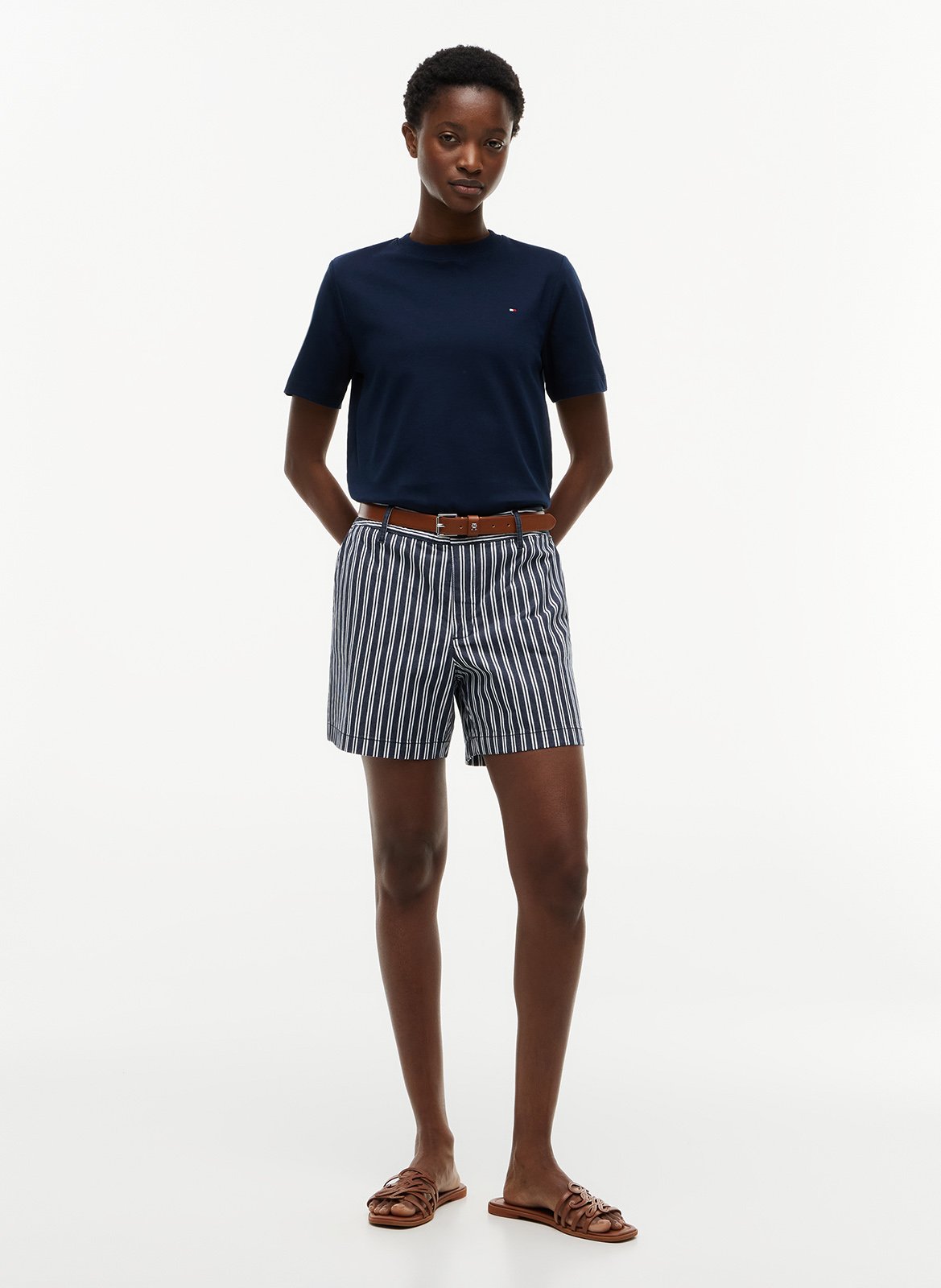 Tee-shirt uni à logo en coton TOMMY HILFIGER Blau