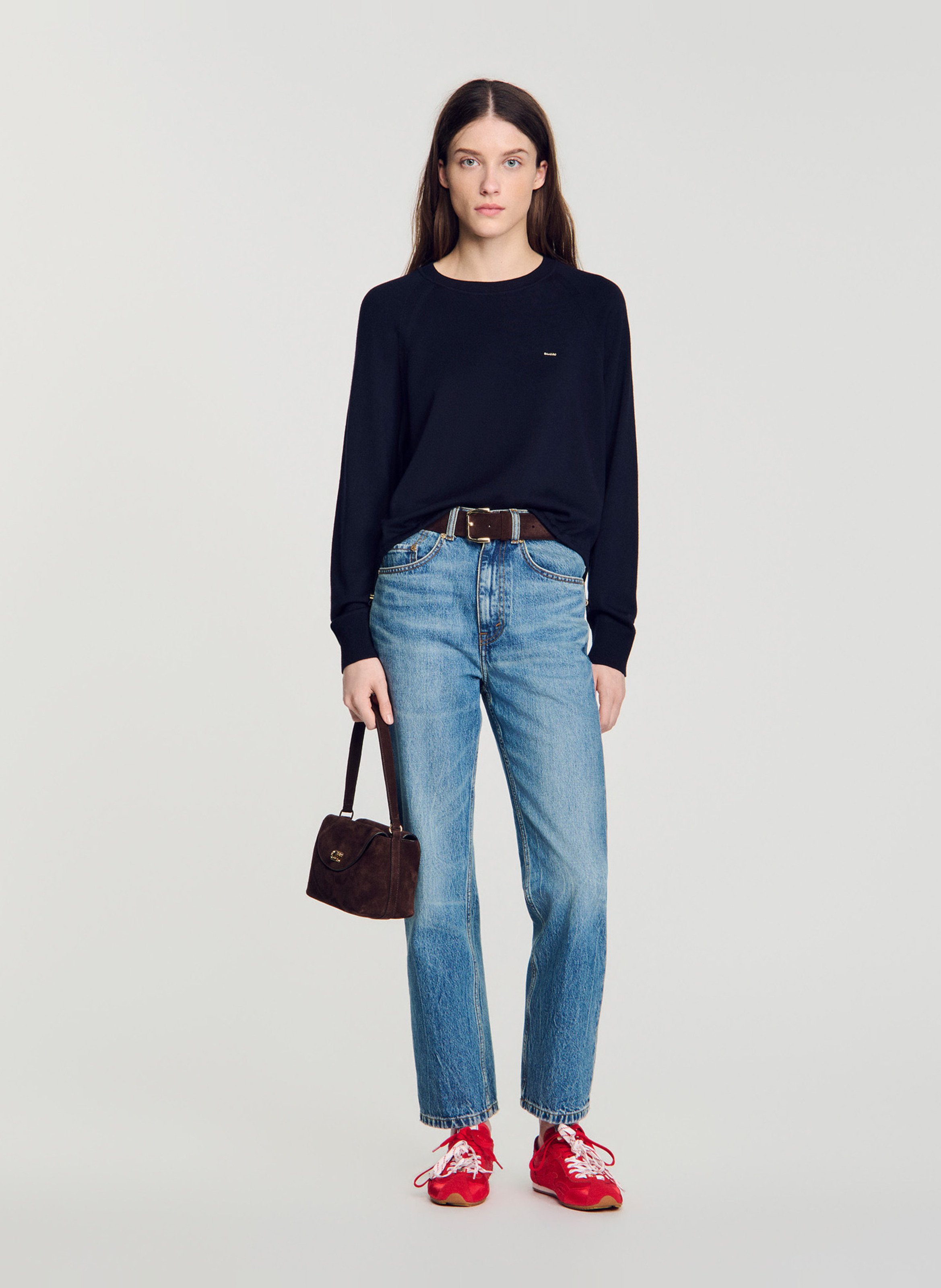 Großer Pullover aus einer Wollmischung SANDRO Blau