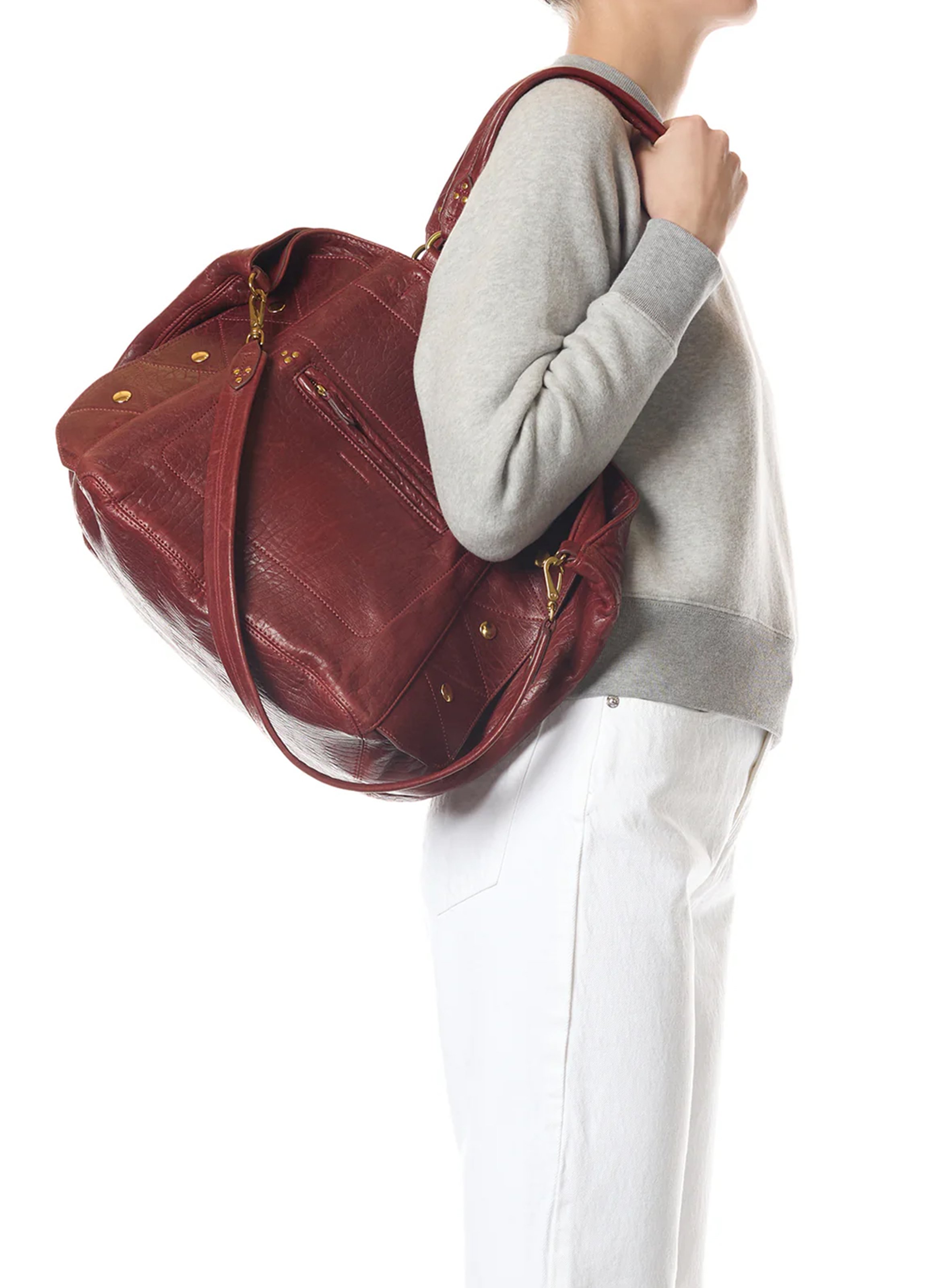 Lambskin leather shoulder tote bag JEROME DREYFUSS Red