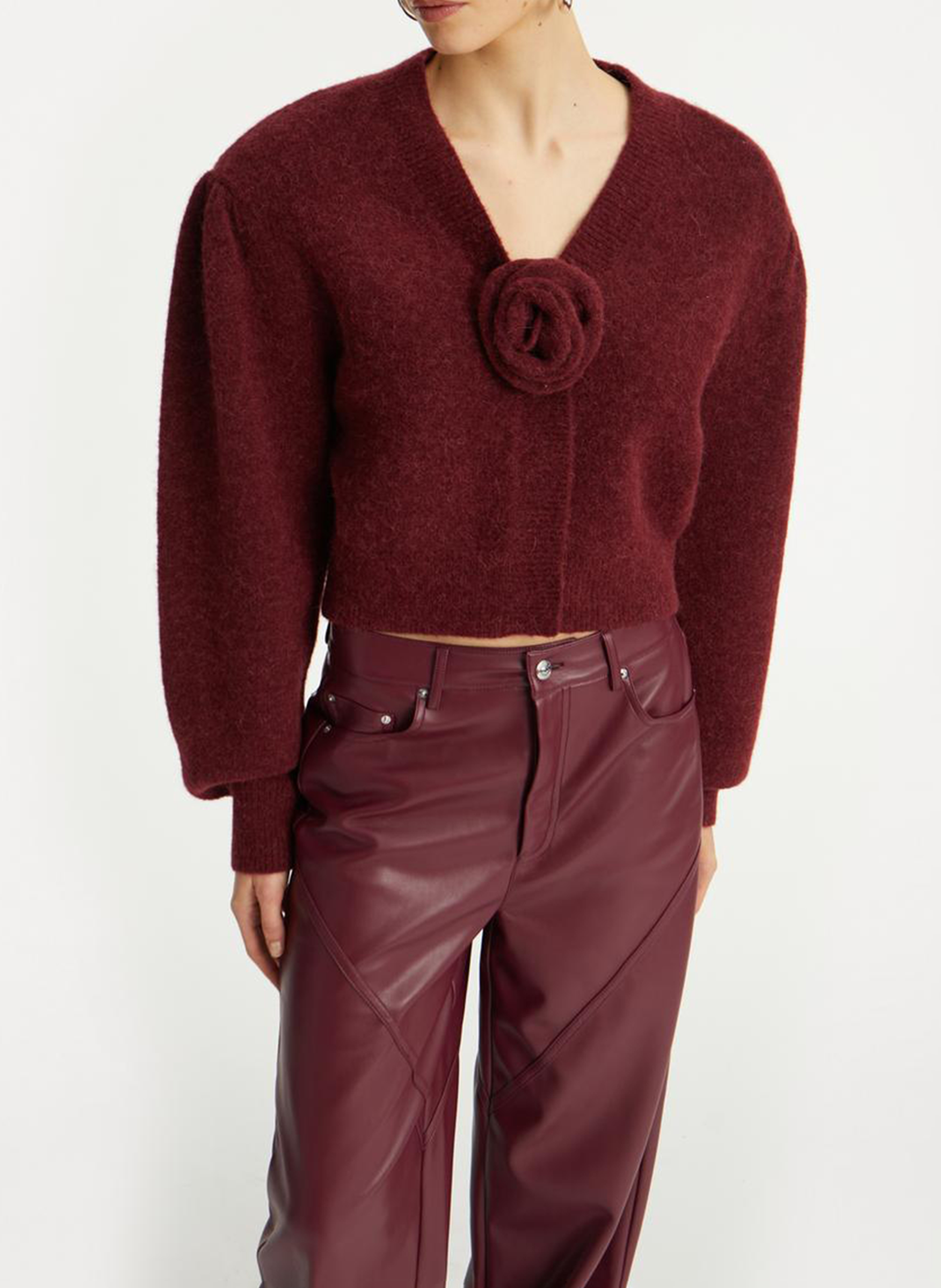 Leather-look straight-leg pants ROTATE Brown