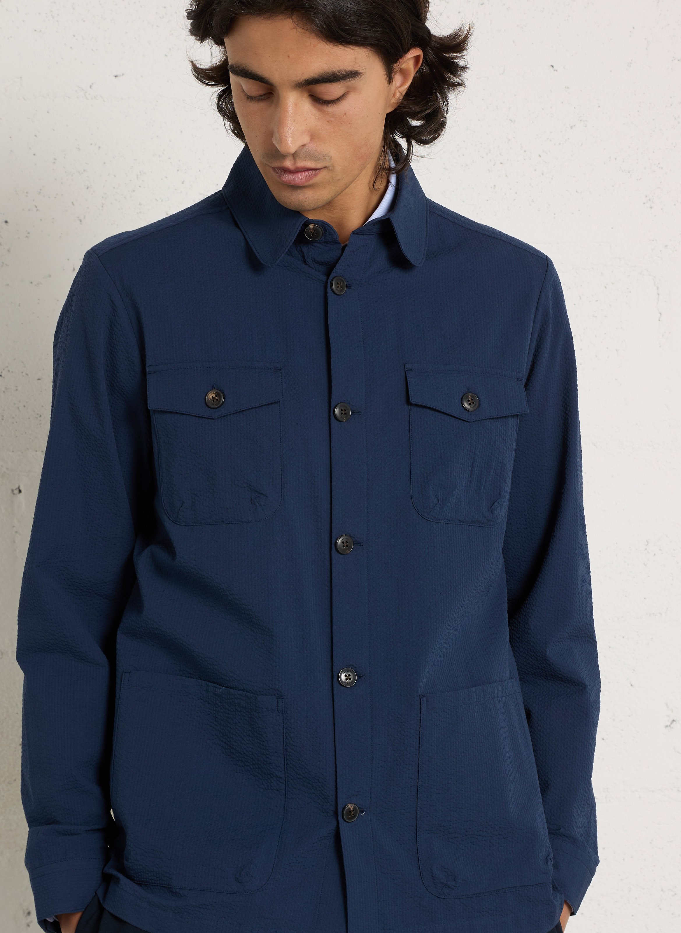 Chemise col classique en coton HACKETT Bleu