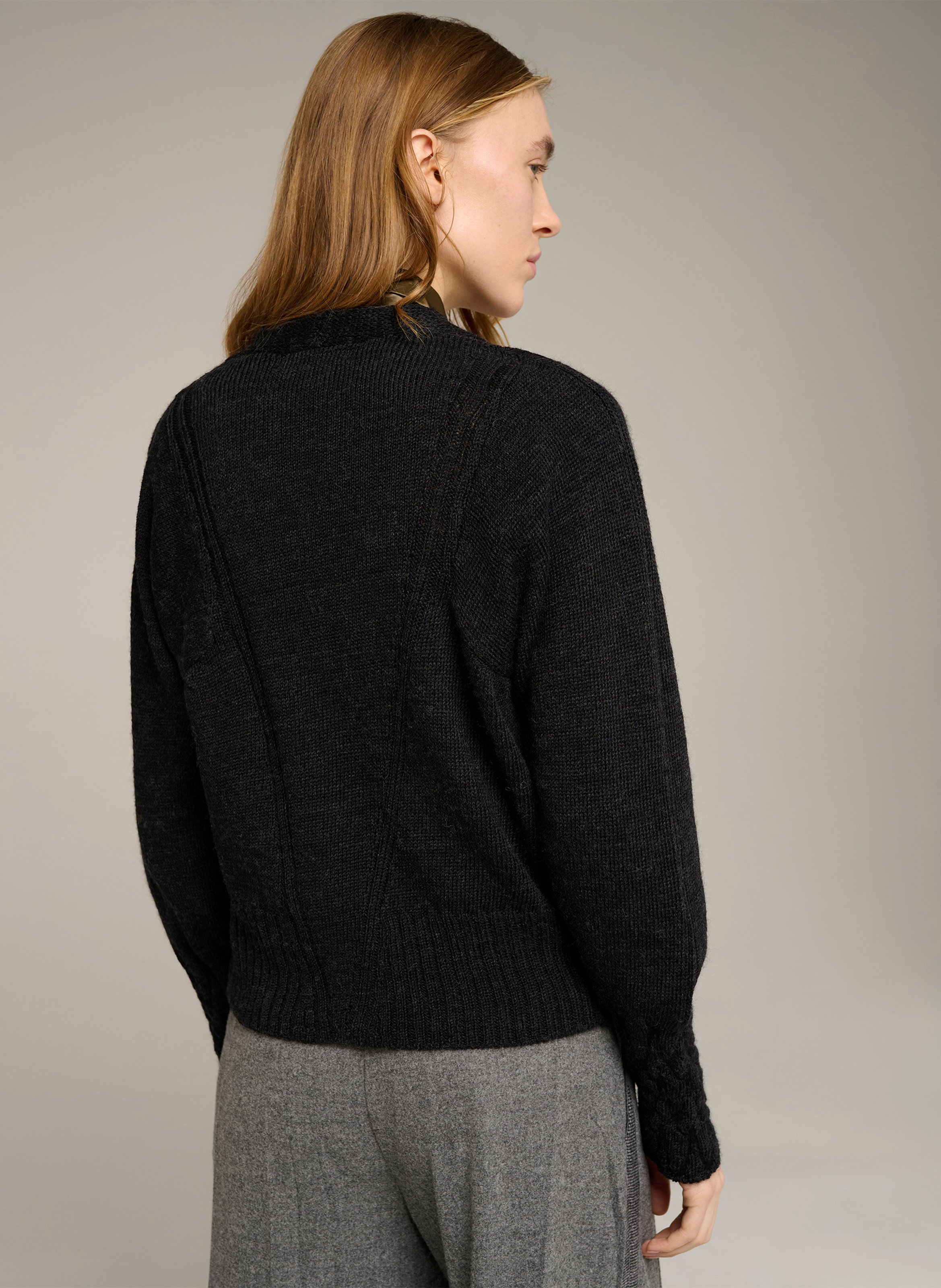 Strickjacke aus Wolle mit V-Ausschnitt COTELAC Grau