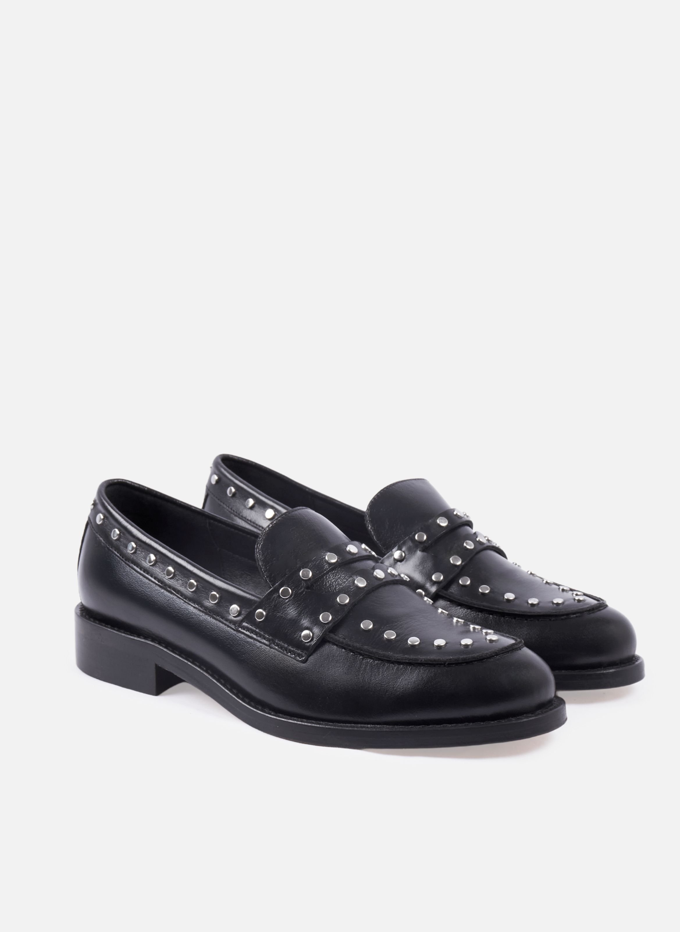 Mocassins cuir clouté JULES & JENN Noir