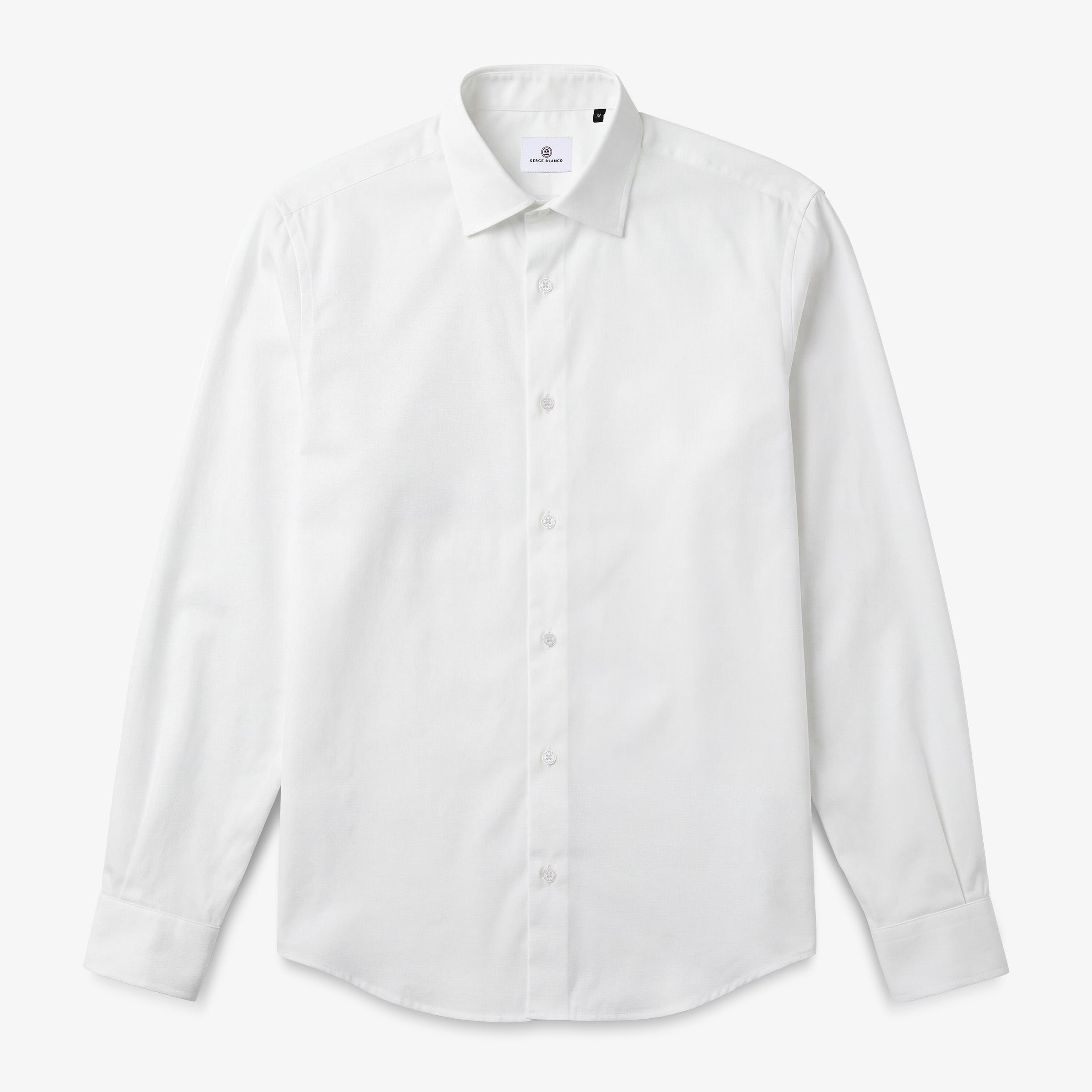 Chemise manches longues en coton blanche sans poche SERGE BLANCO Blanc