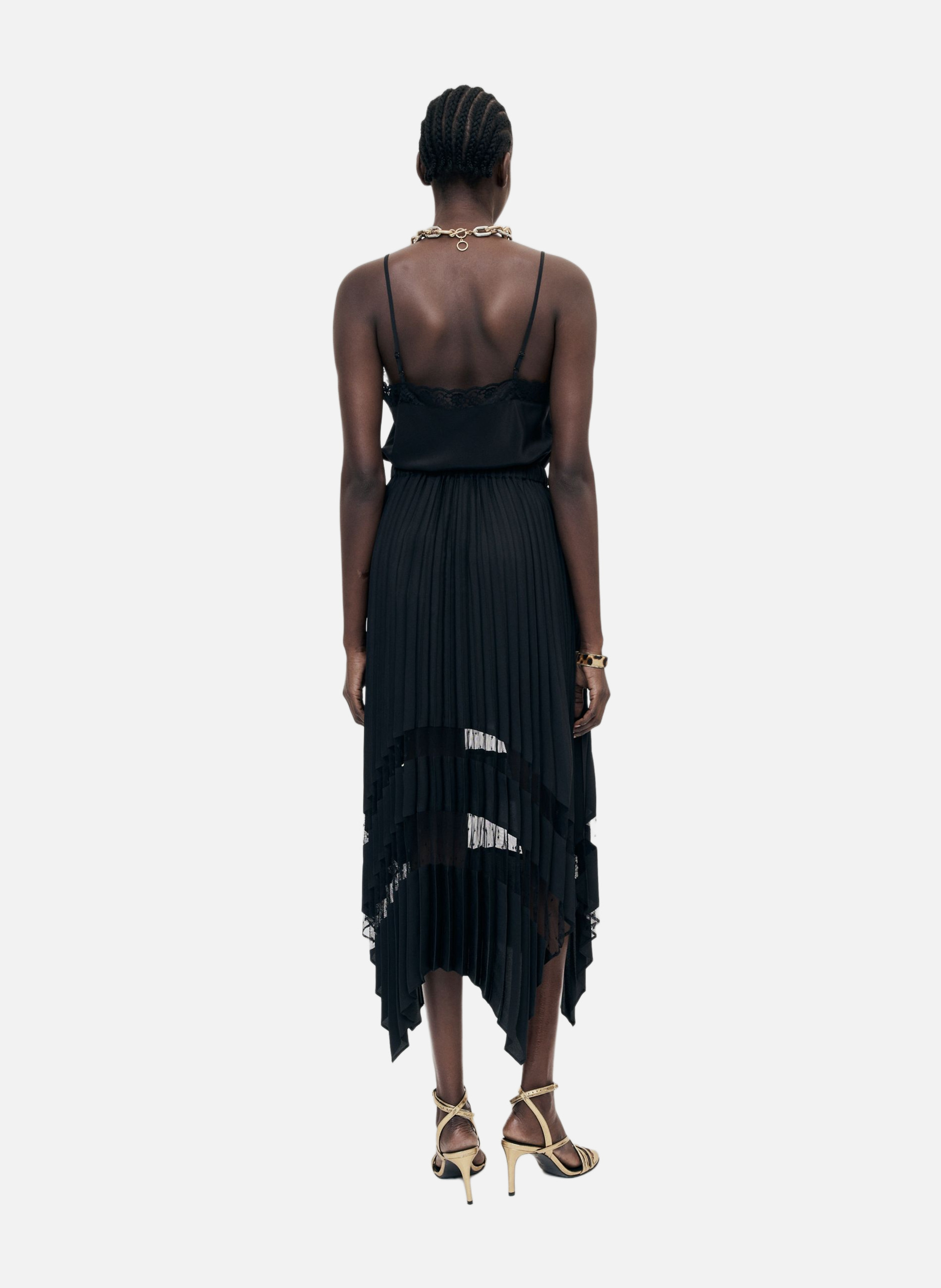 Long pleated asymmetric skirt THE KOOPLES Black
