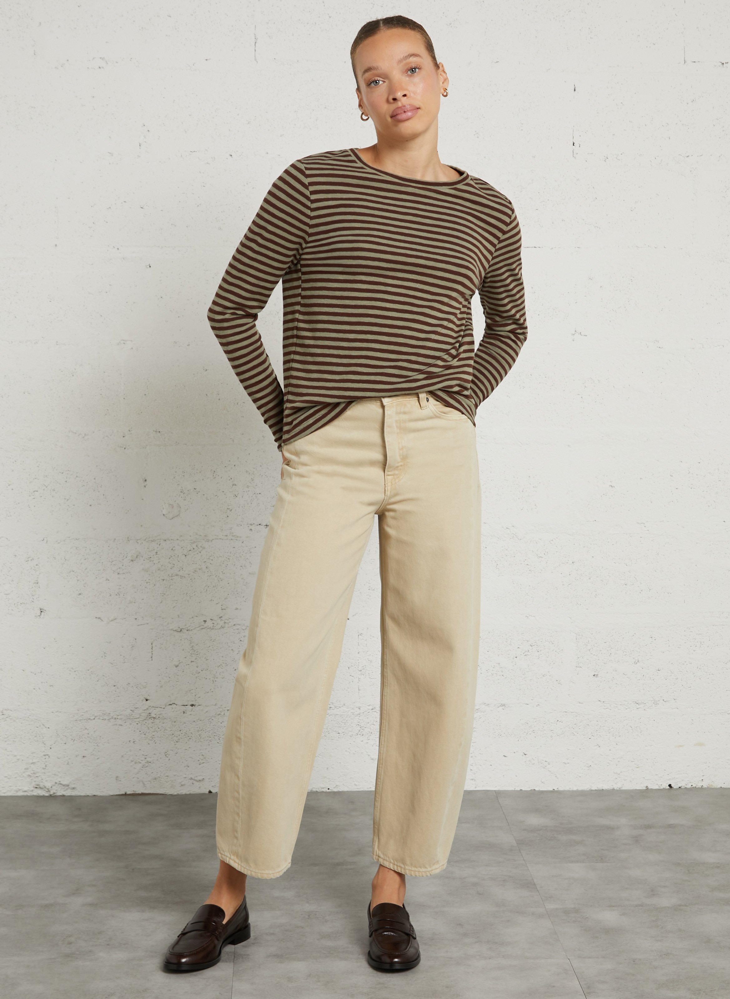 Striped long-sleeve cotton blend t-shirt JC SOPHIE Multicolored