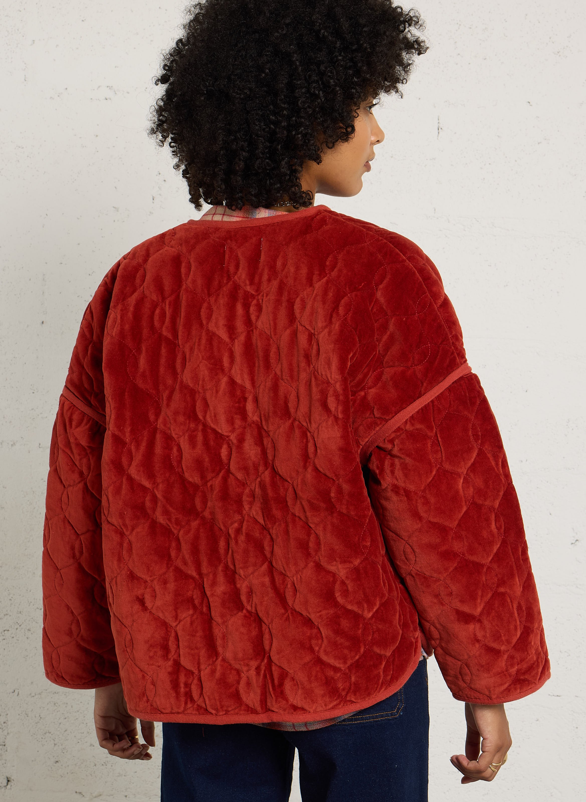 Oversize Rundhalsausschnitt Steppmantel aus Baumwolle SACRECOEUR Rot