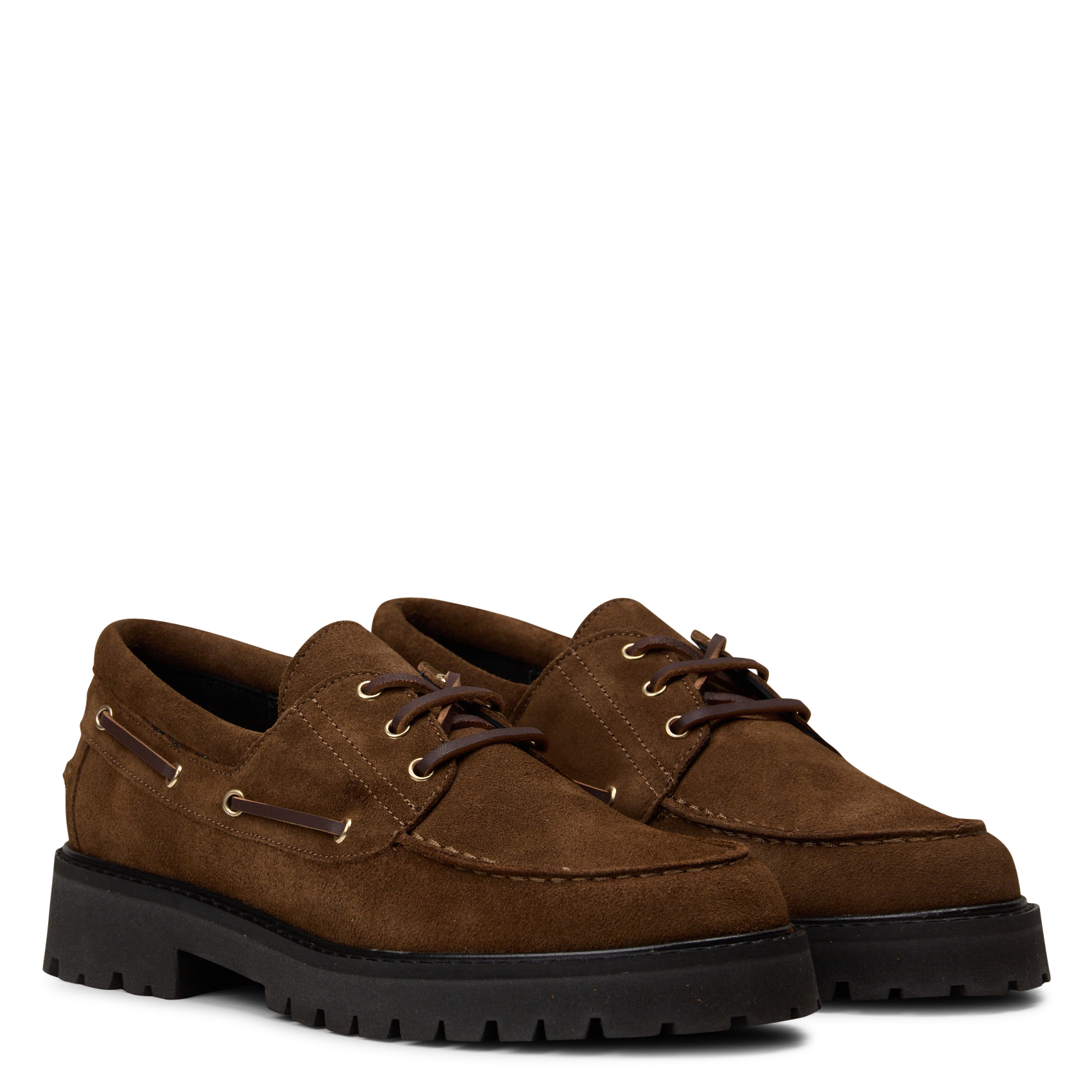 Mocassins à lacets en cuir velours MAISON TOUFET Marron