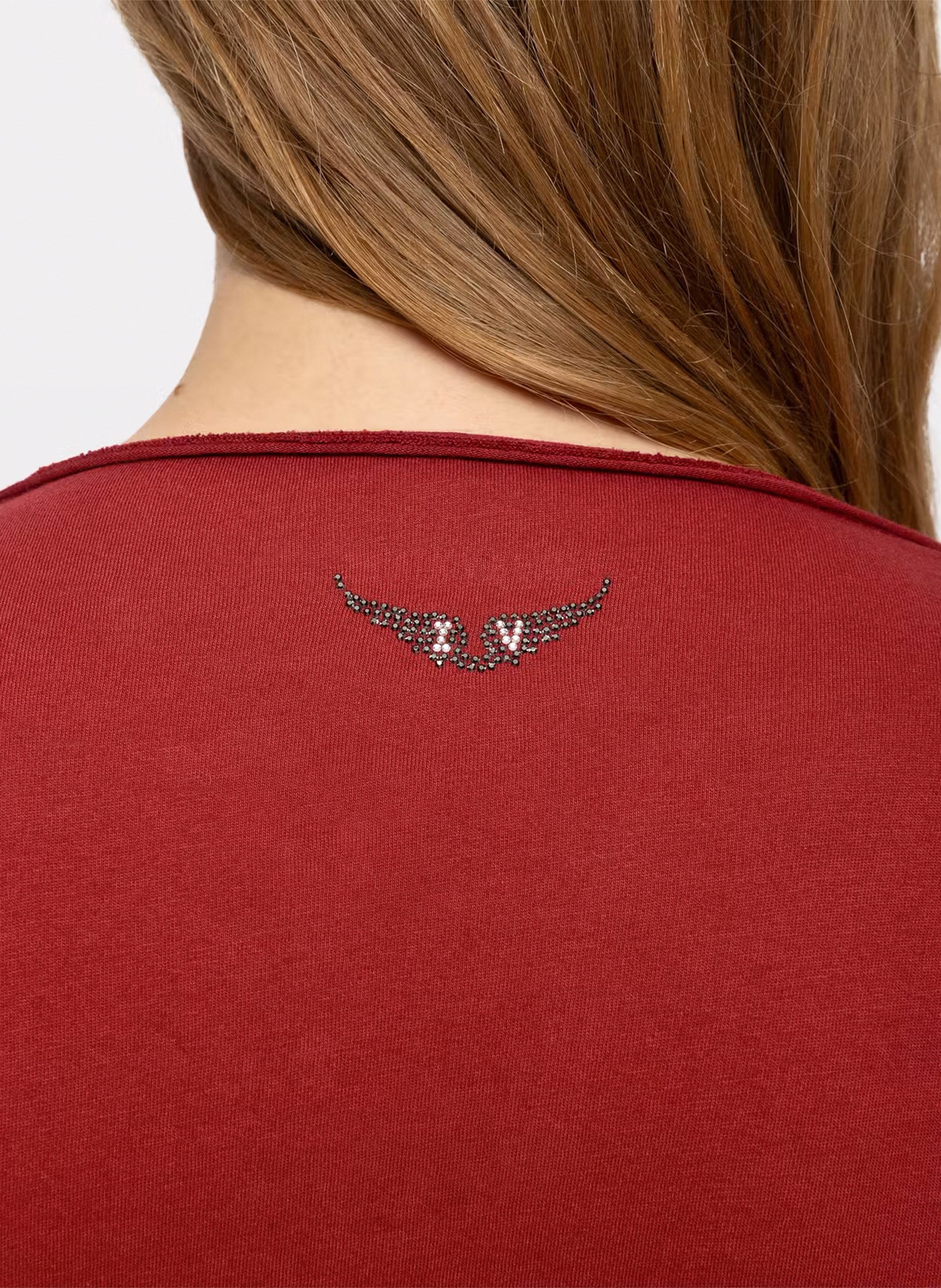 Katoenen T-shirt met V-hals | Rood ZADIG&VOLTAIRE Dames