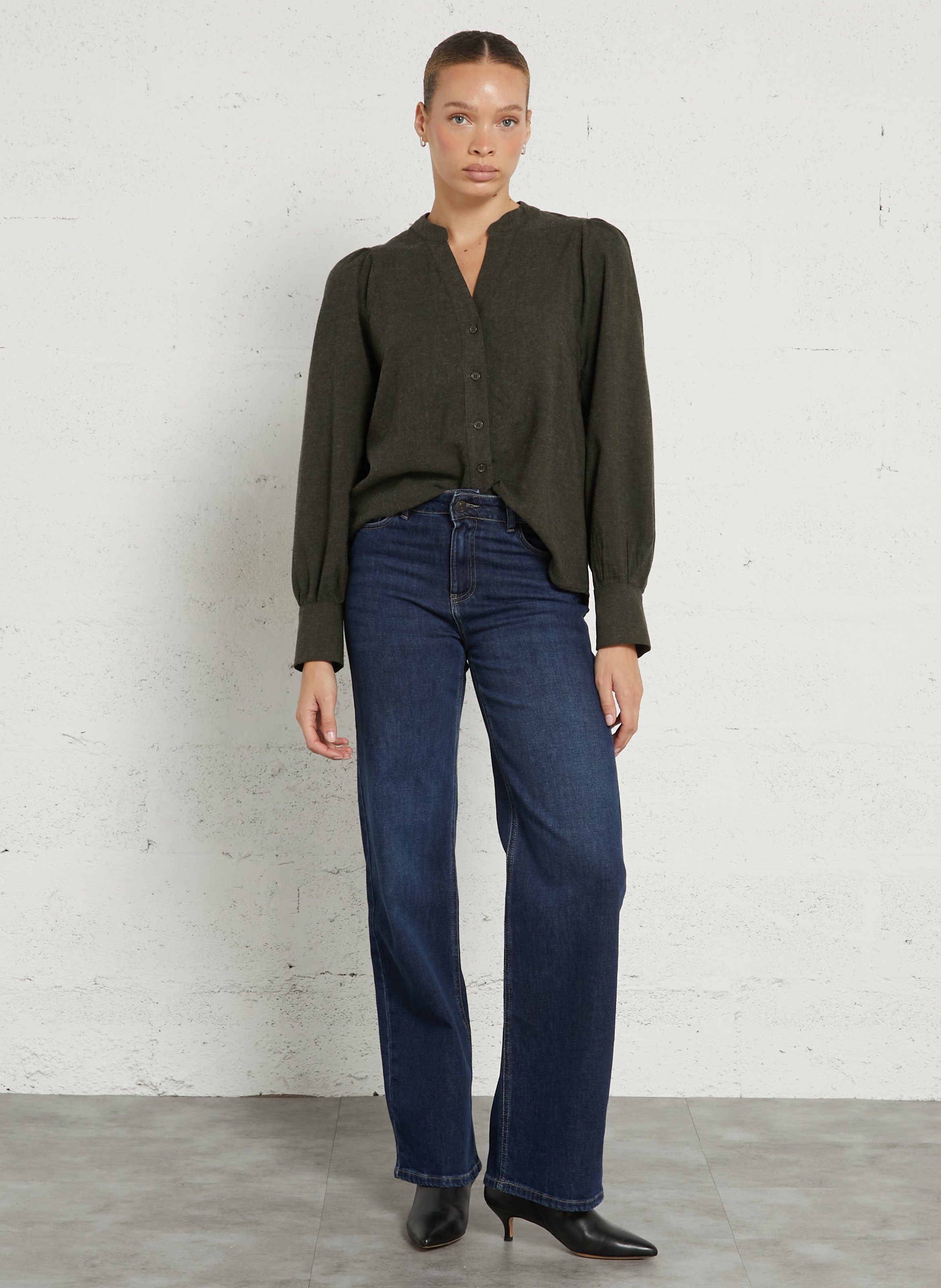 Ruime blouse met V-hals LA FEE MARABOUTEE Groen