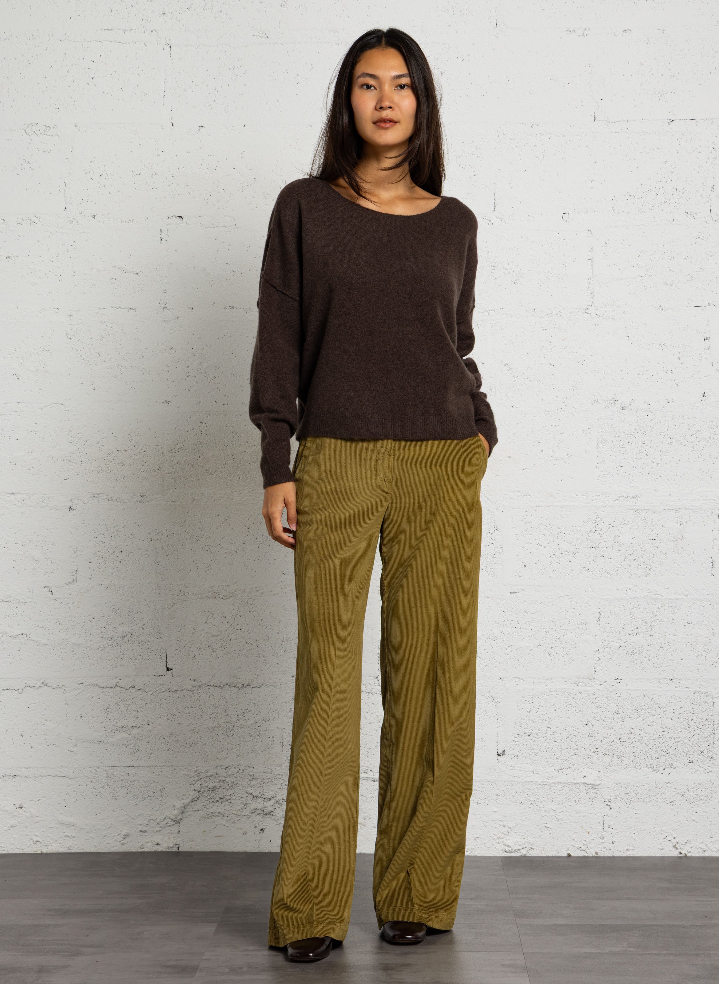 Pantalon large en velours côtelé HARTFORD Vert