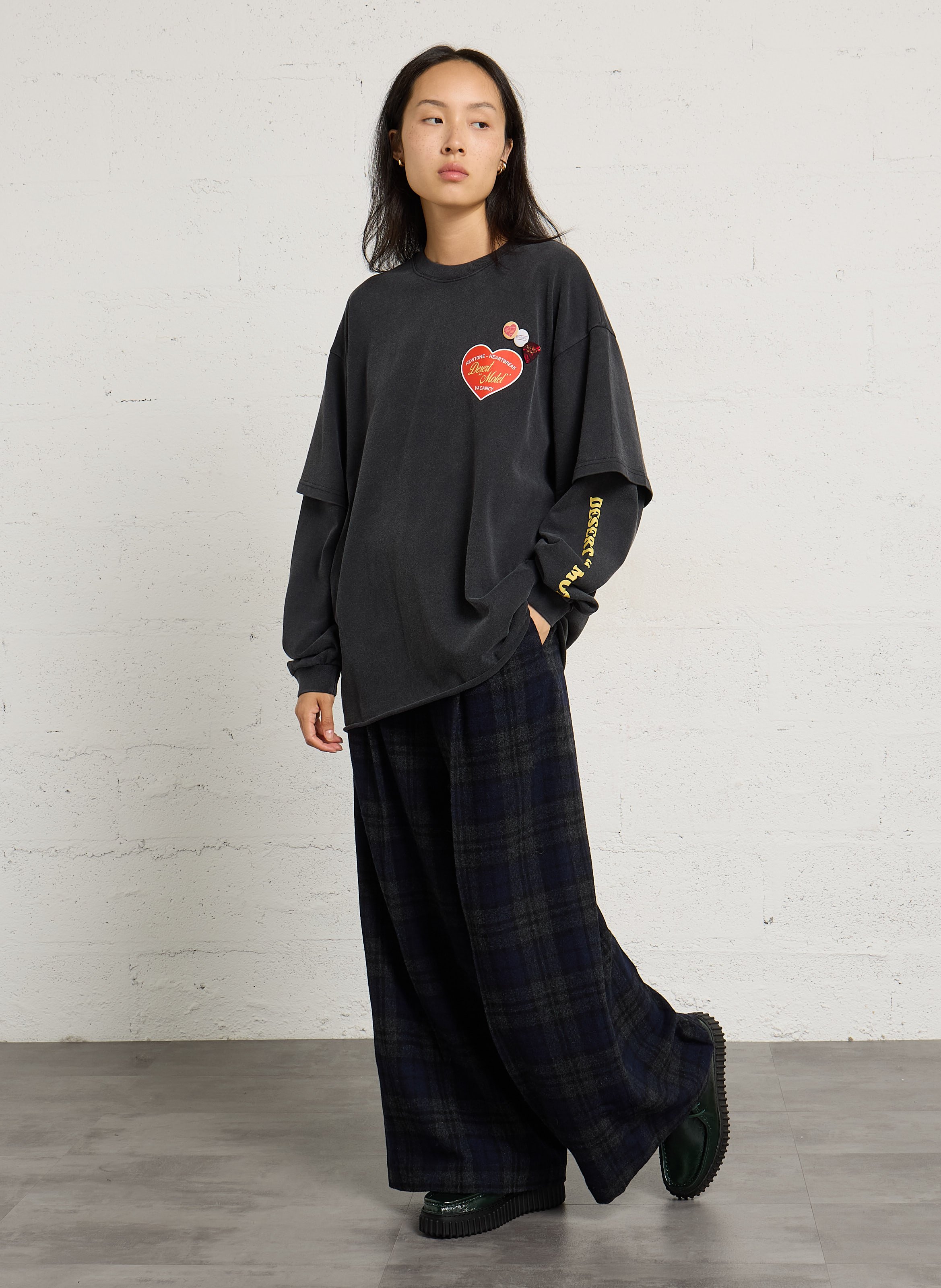Pantalon droit large en laine mélangée BELLEROSE Vert