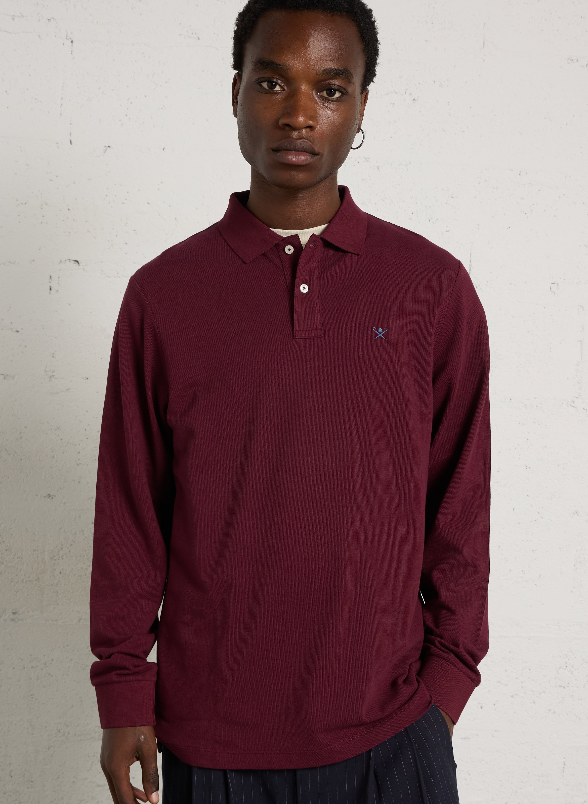 Long-sleeved straight cotton polo HACKETT
