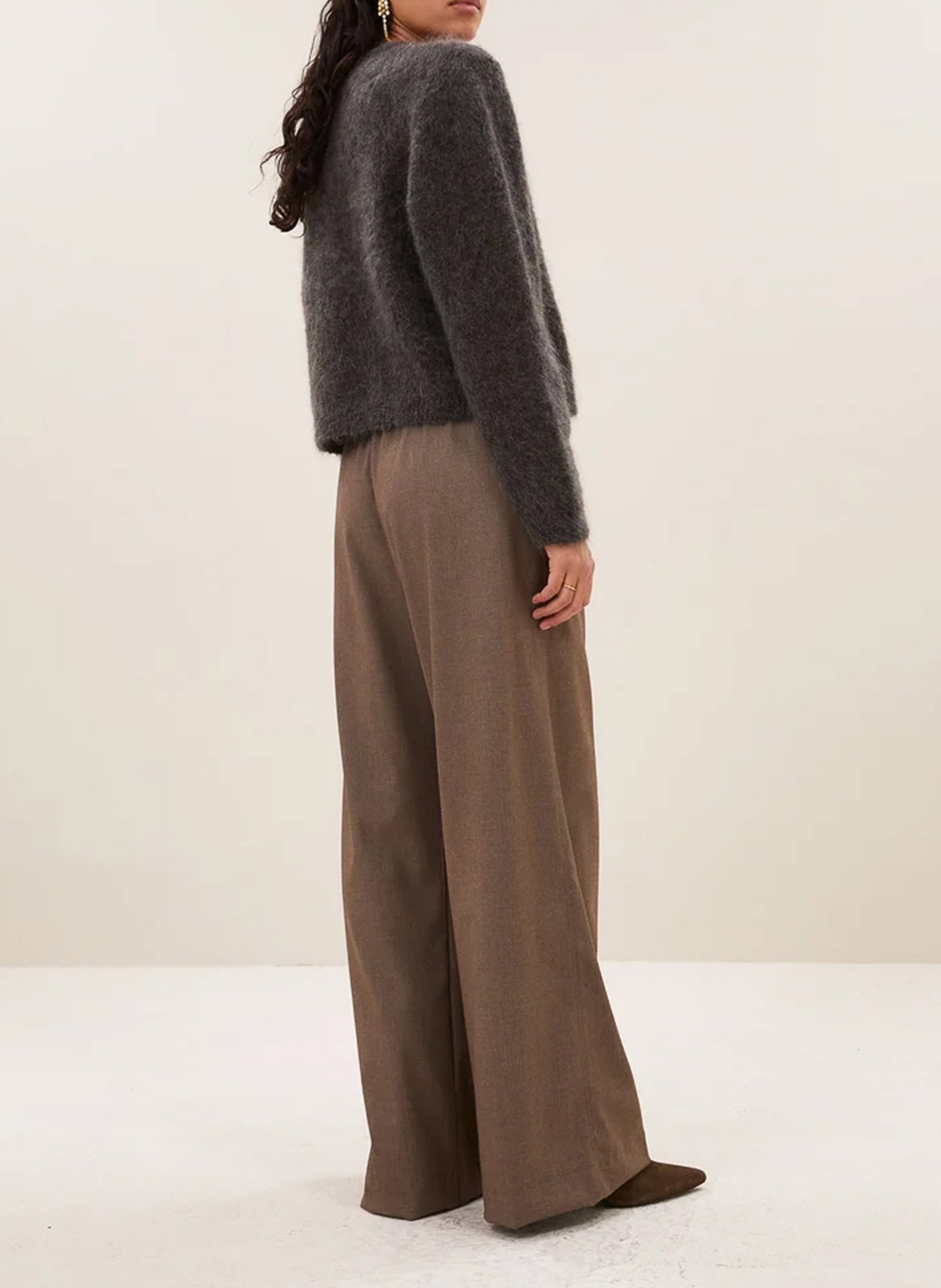 Gilet oversize en laine mélangée BY BAR Marron