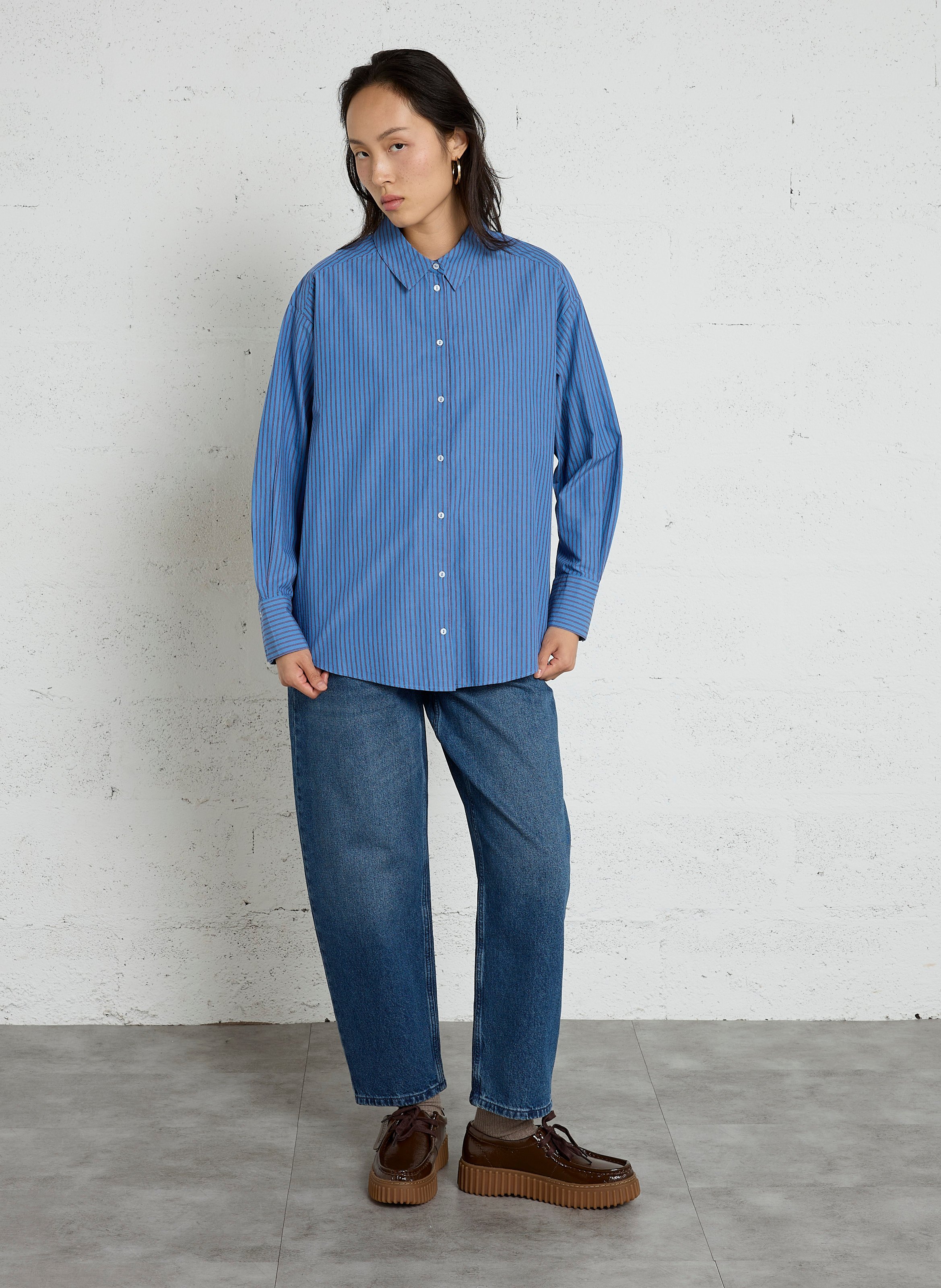 Chemise ample col classique rayée en coton SUD EXPRESS Bleu