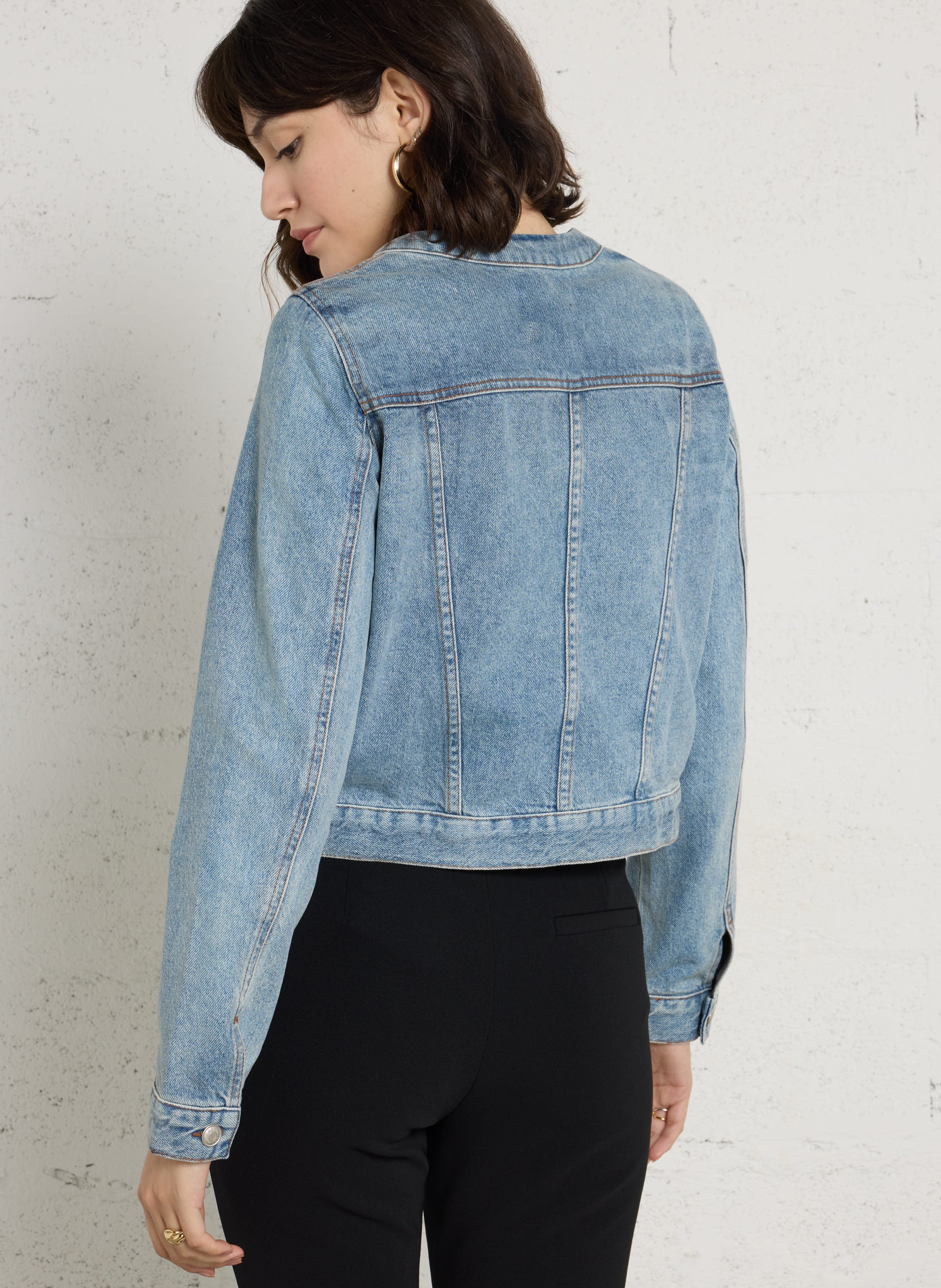 Denim jasje met ronde hals in jeansstof IKKS Blauw