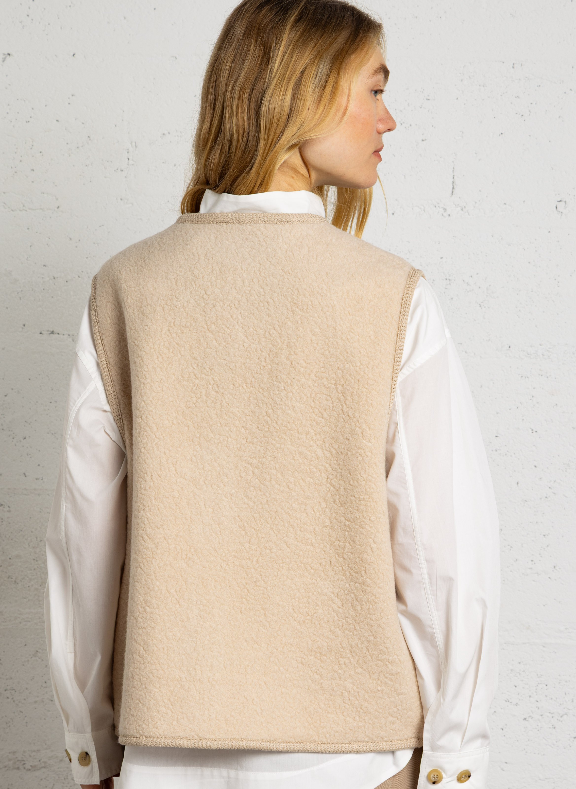 Strickjacke aus Woll-Mix mit Rundhalsausschnitt | Beige RUE DE TOKYO Damen