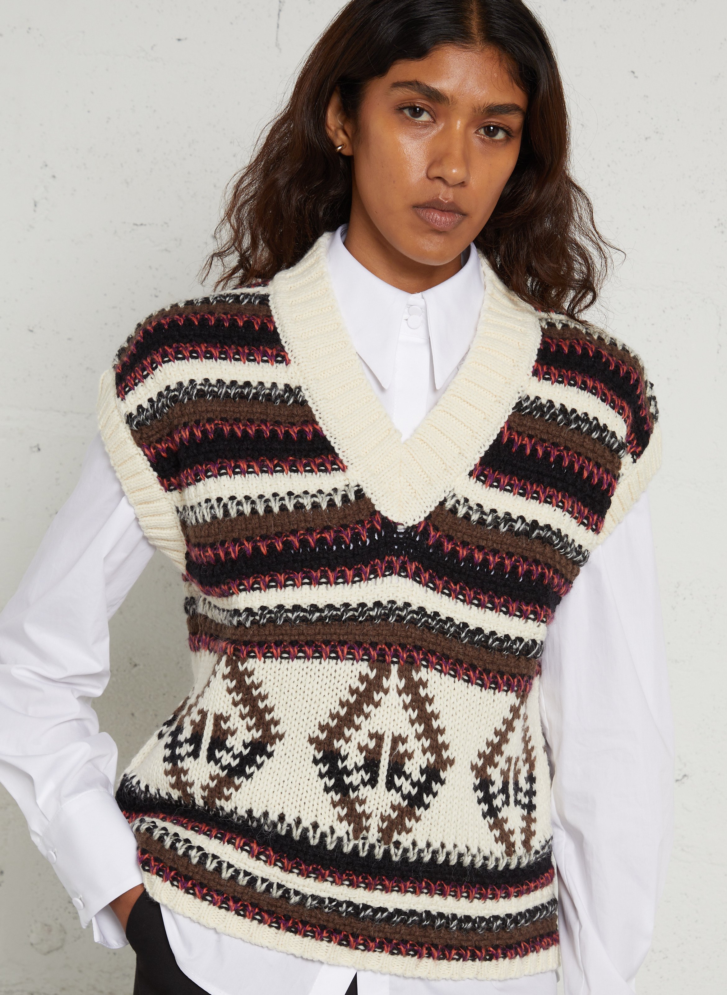 Weit geschnittener Pullover mit V-Ausschnitt MAISON 123 Weiss