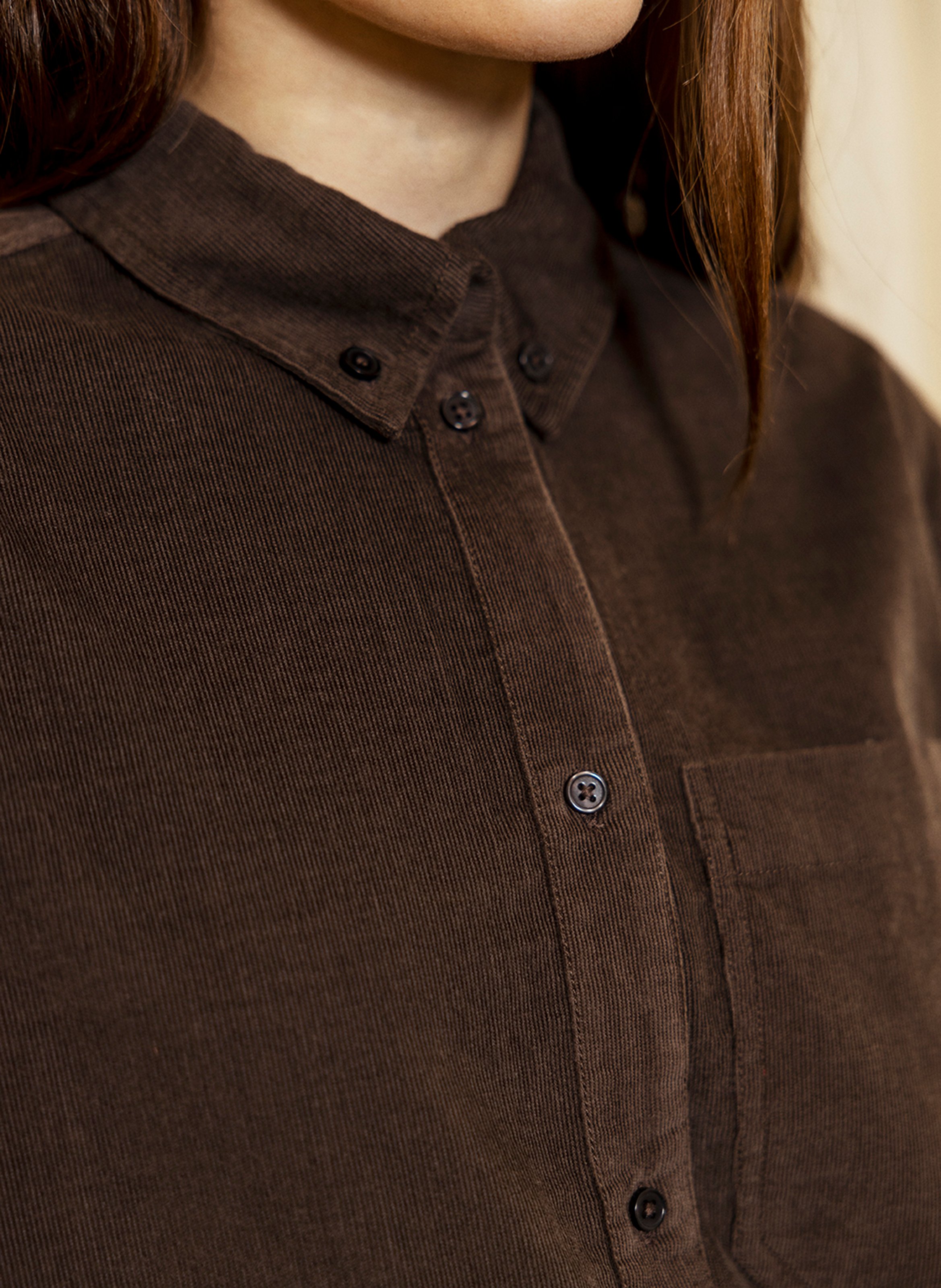 Chemise droite unie en coton bio PROJECT-AJ117 Marron
