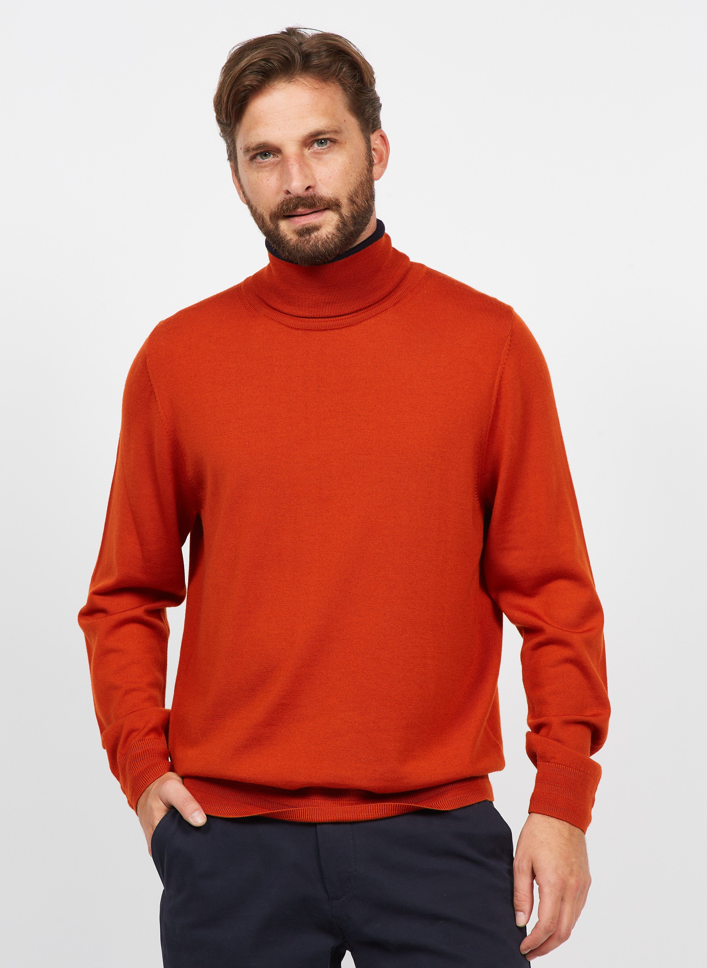 Pull col best sale roulé rouge homme