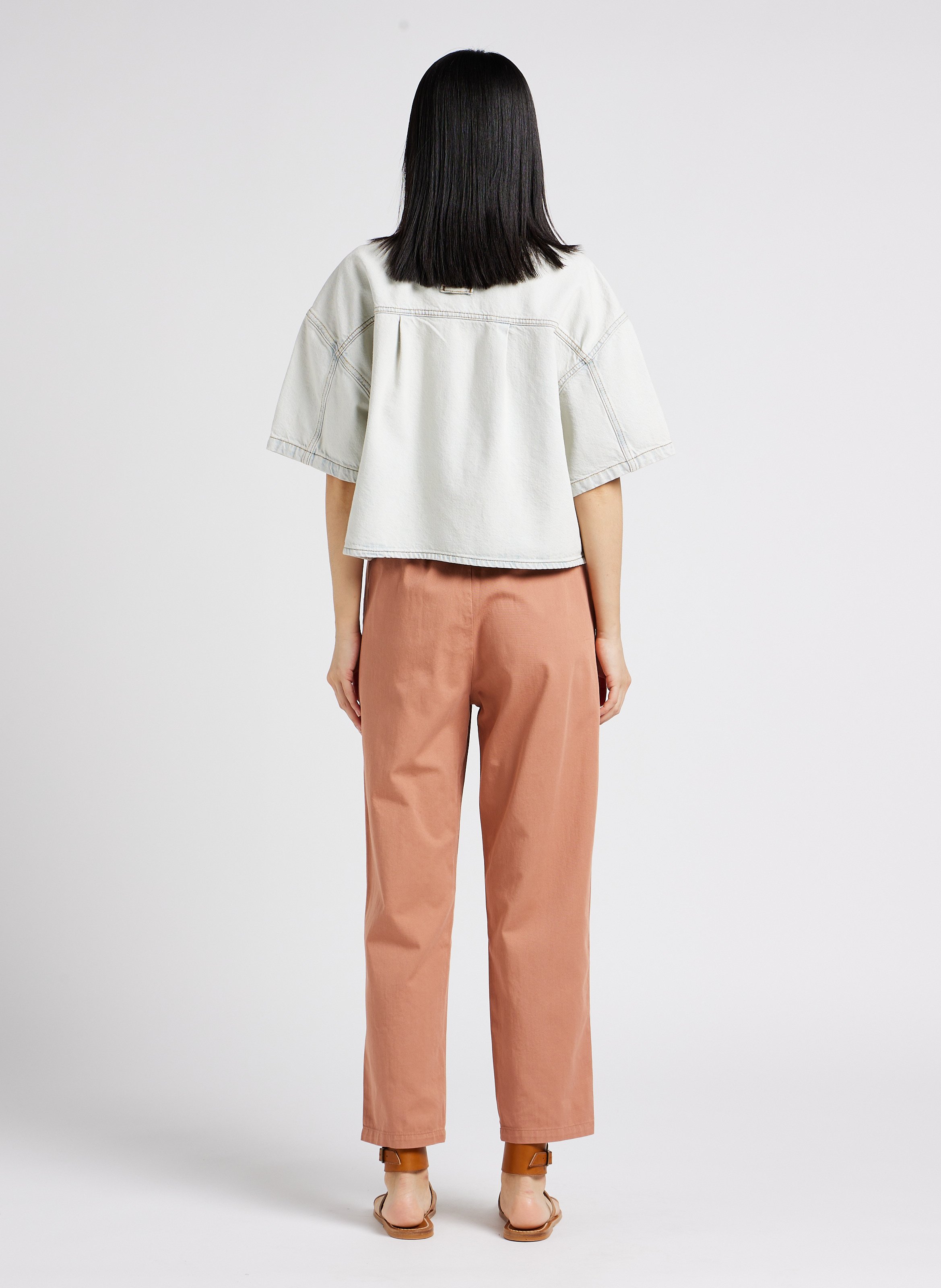 Pantalon carotte en coton THE NEW SOCIETY Rose