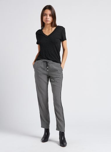 Pantalon léger taille standard 7/8ème noir femme