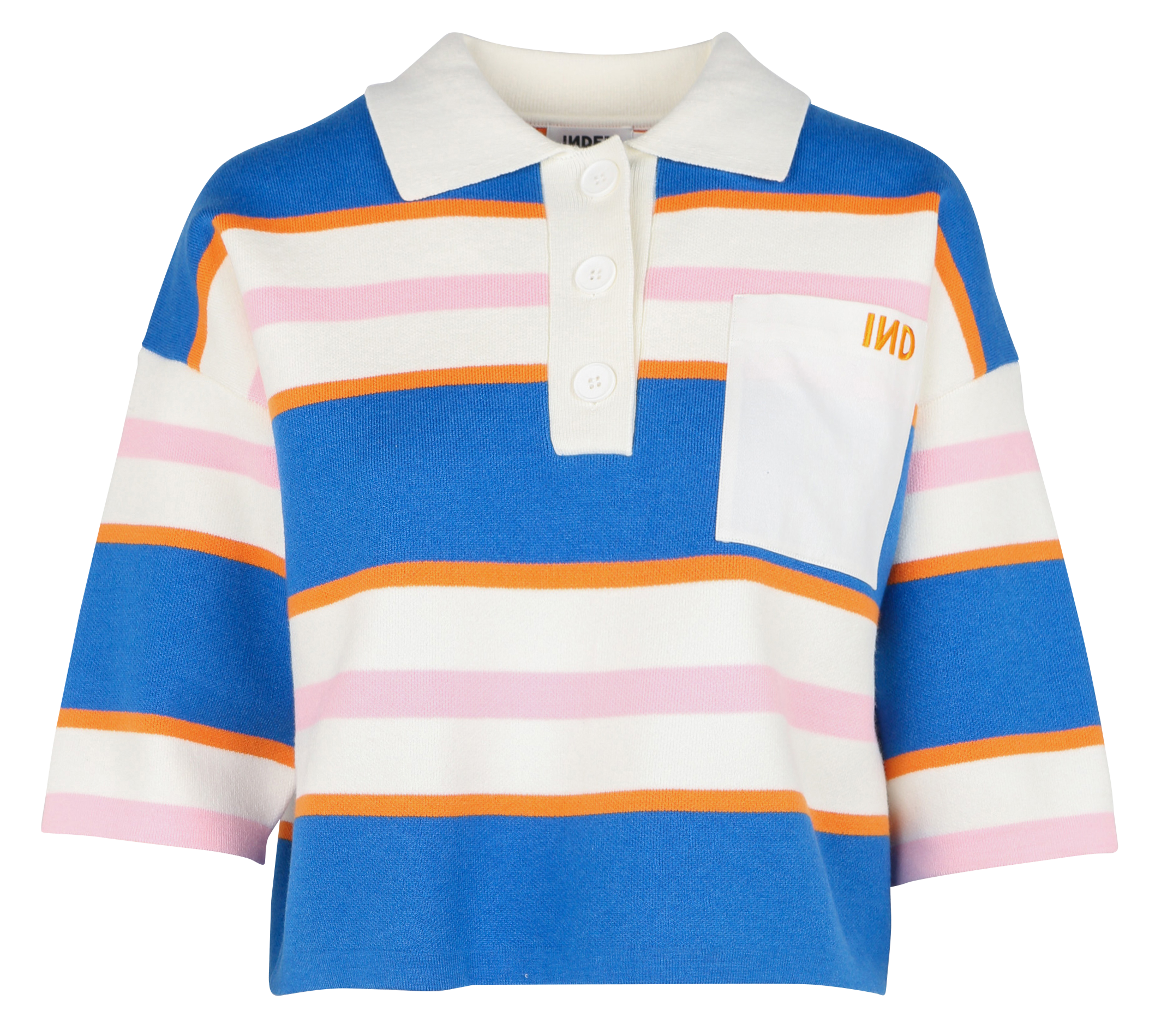 Pull droit col classique à rayures en maille INDEE Bleu