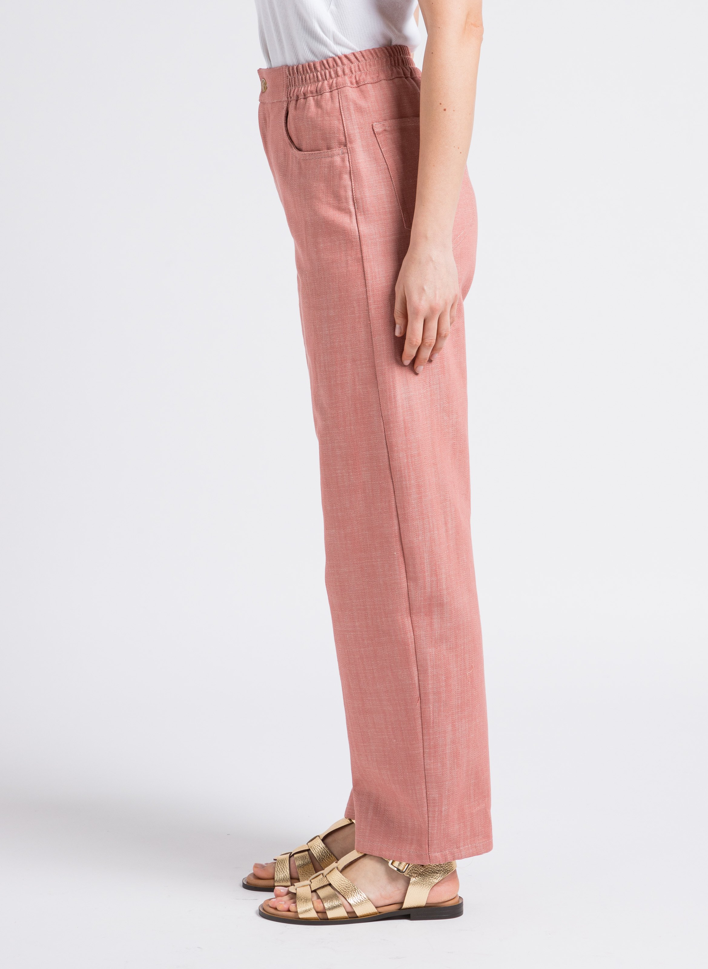Wijde, katoenen jeans Roze