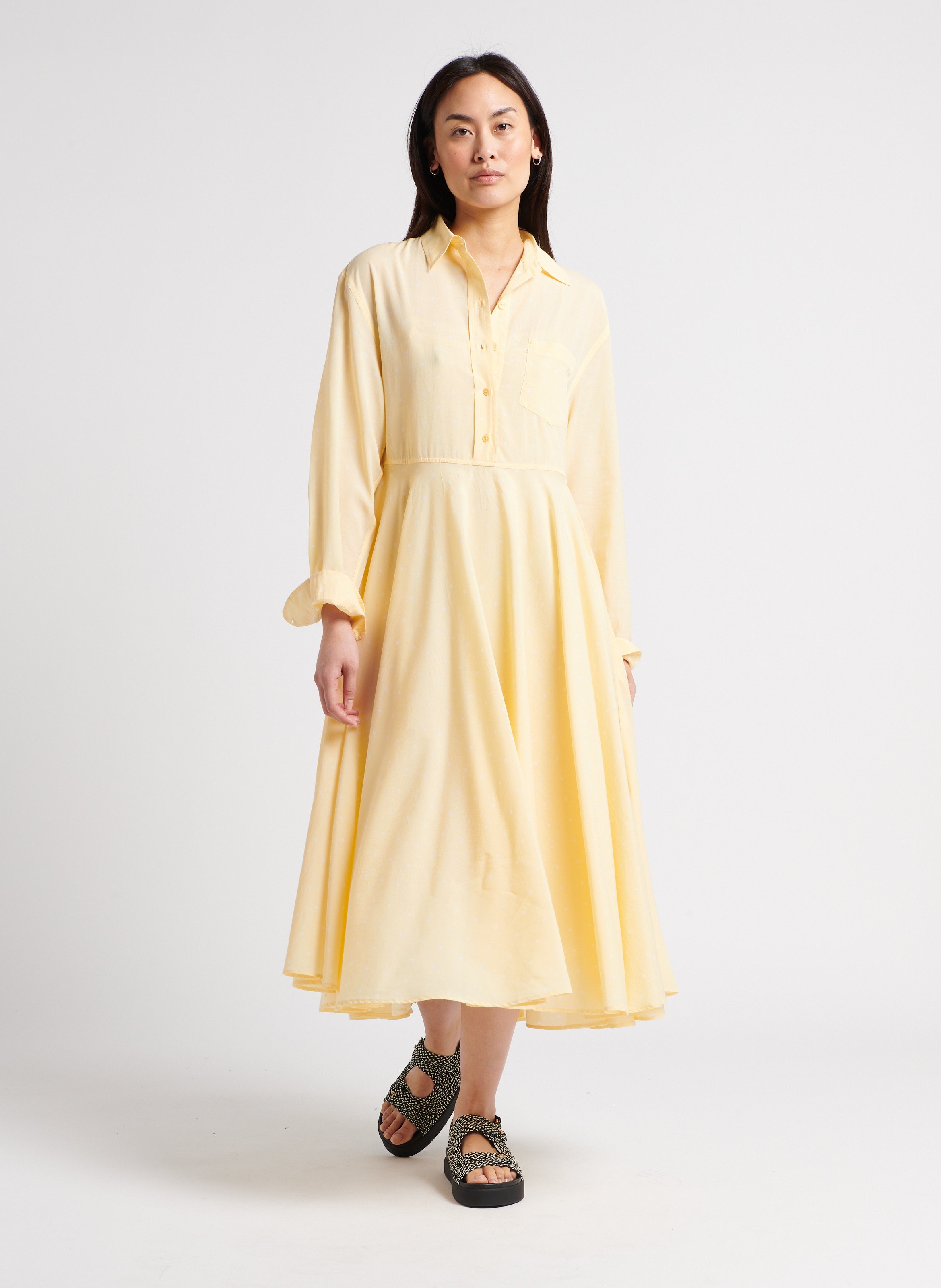 Hemd-Kleid aus Baumwollvoile LAURENCE BRAS Gelb