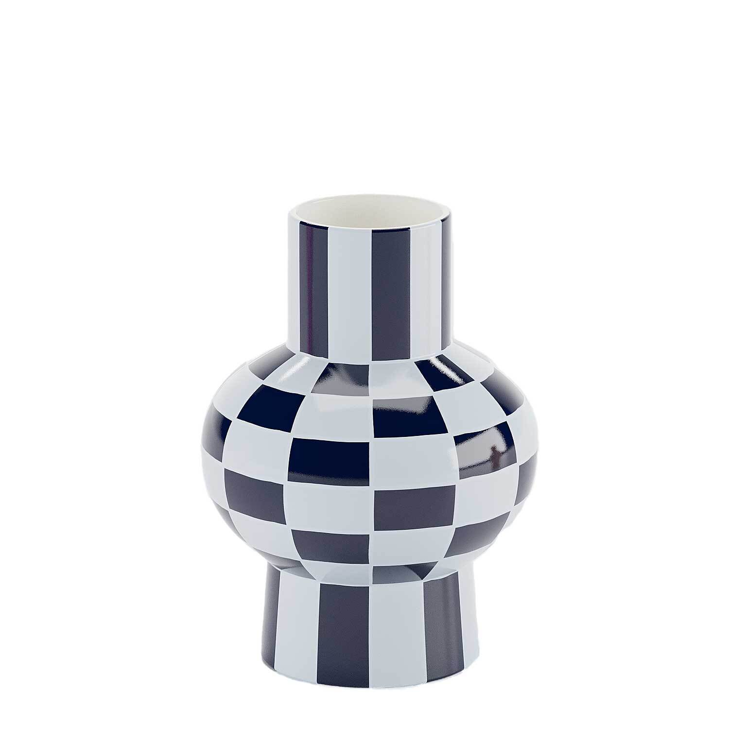 Ceramic vase with checkerboard pattern POTIRON PARIS Blue